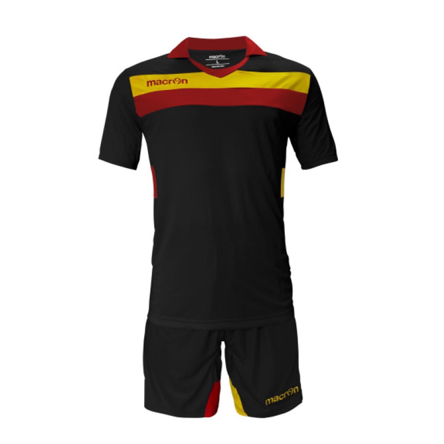Uniforme Fútbol Génova Macron Negro-Amarillo-Rojo-0