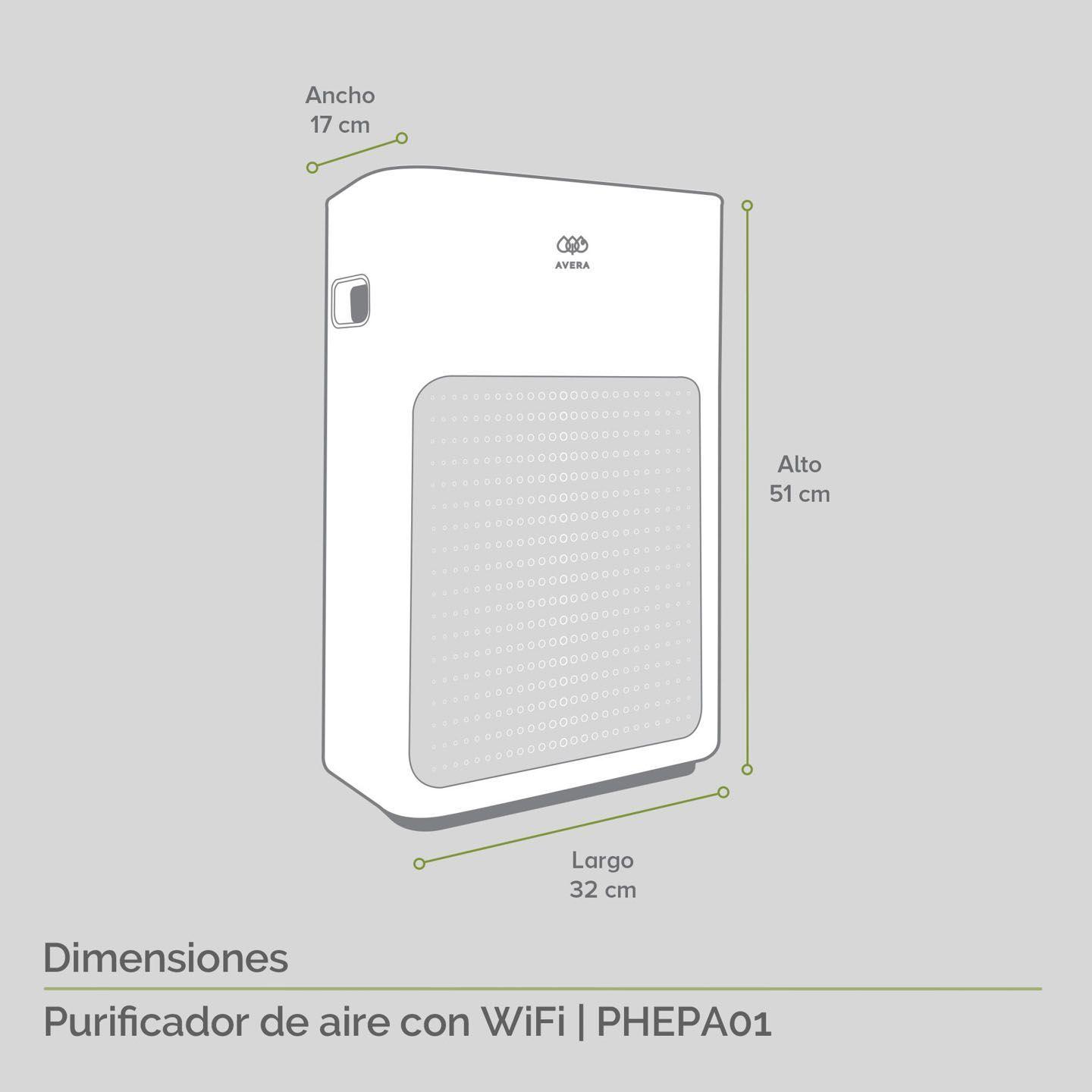 Purificador de Aire, Filtro HEPA para Virus y Bacterias, Elimina partículas PM 2.5, para casa u oficina, espacios de hasta 30m2 PHEPA01 Avera-2