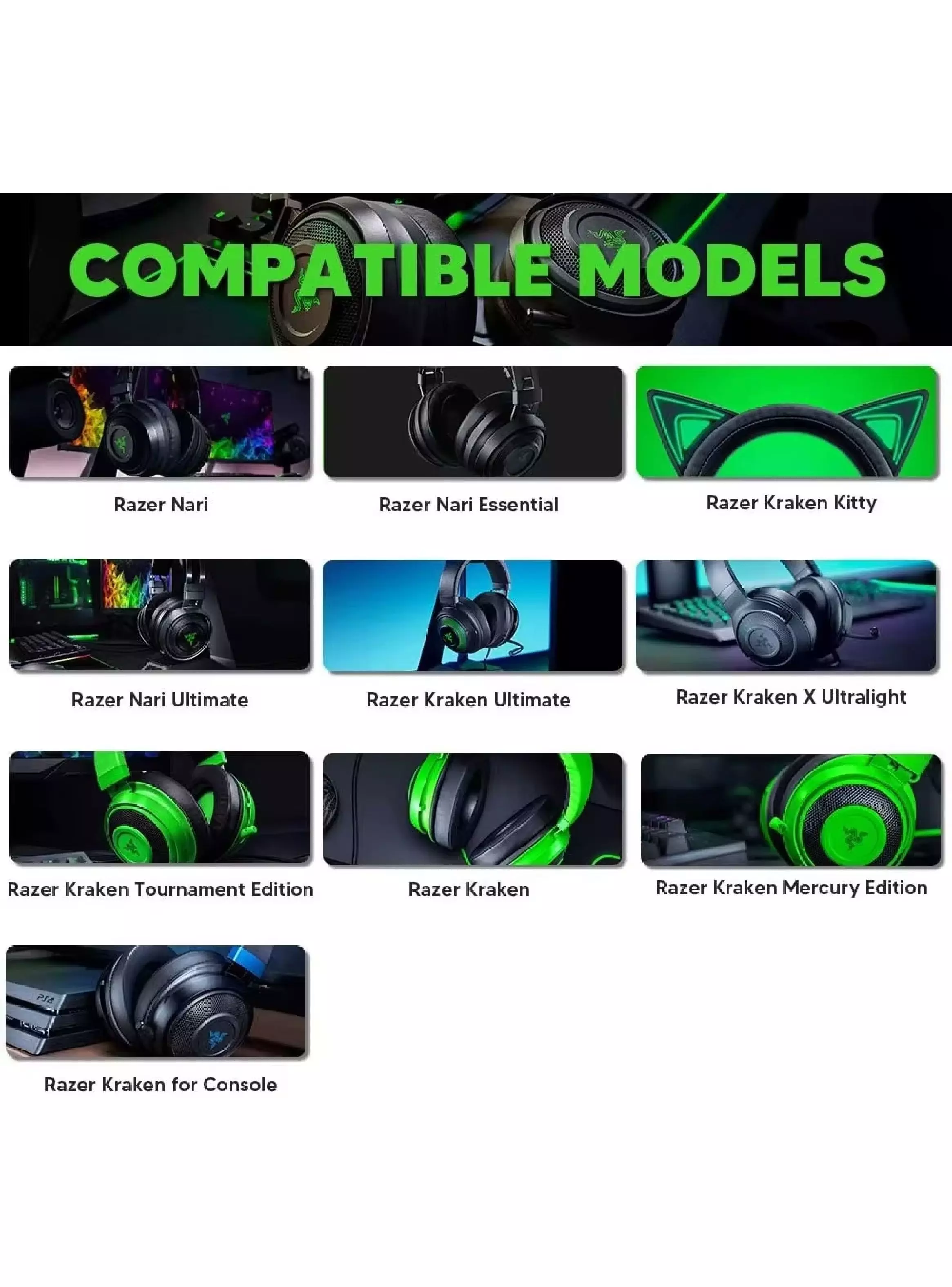 Almohadillas Para Audífonos Razer Nari, Ultimate, Essential, Kraken Kitty, Kraken Tournament-2