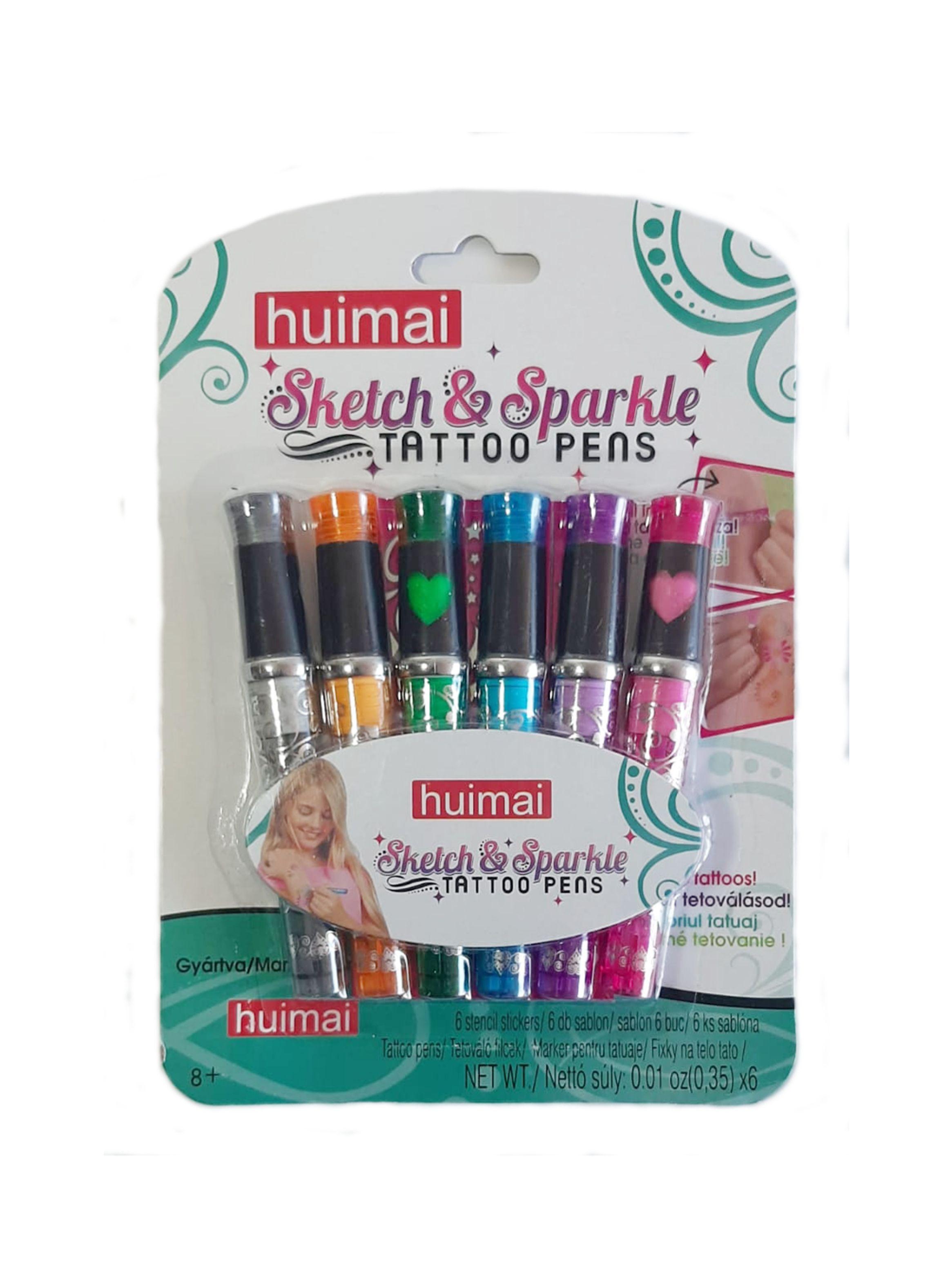 Kit Tatuajes Temporales Niña Lápiz Pasta Glitter + Plantilla-0