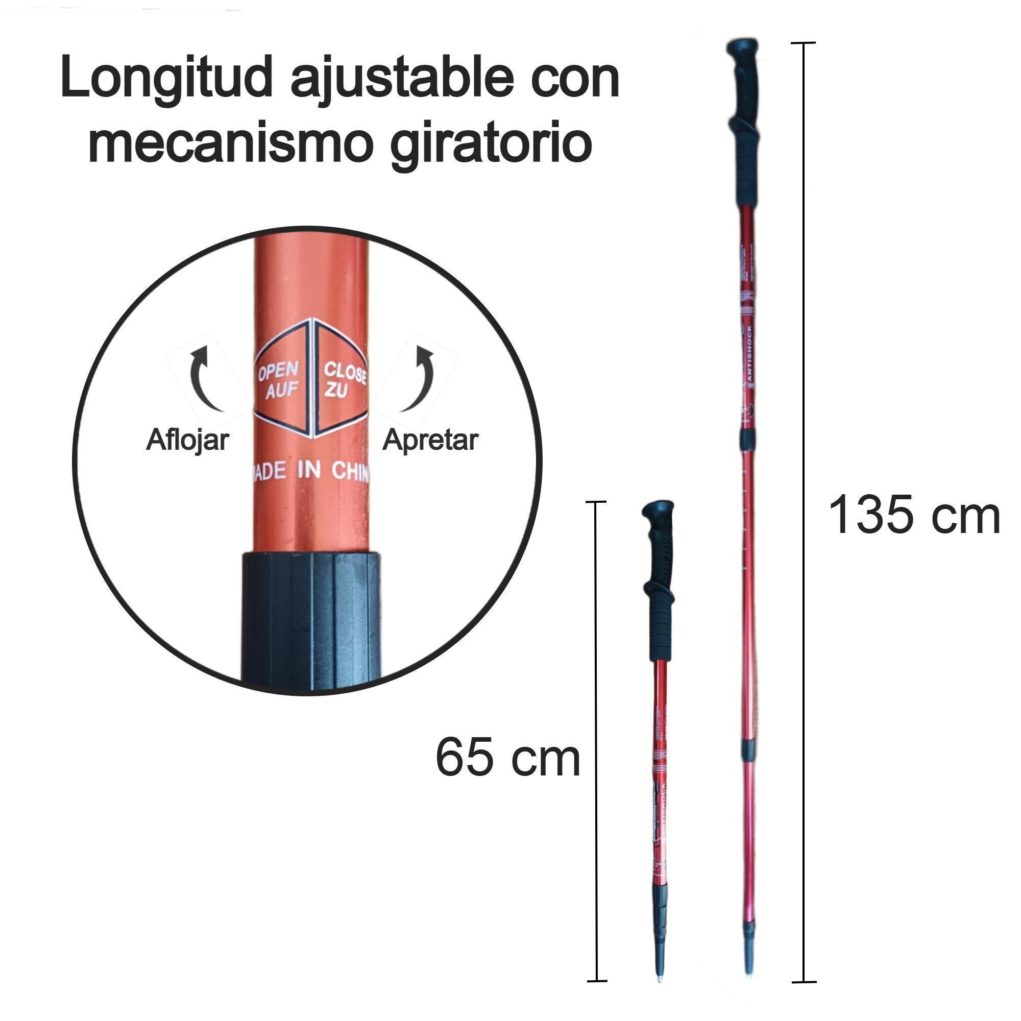 Pack 2 Bastones Trekking Palos Senderismo 3 Tramos Antishock-5