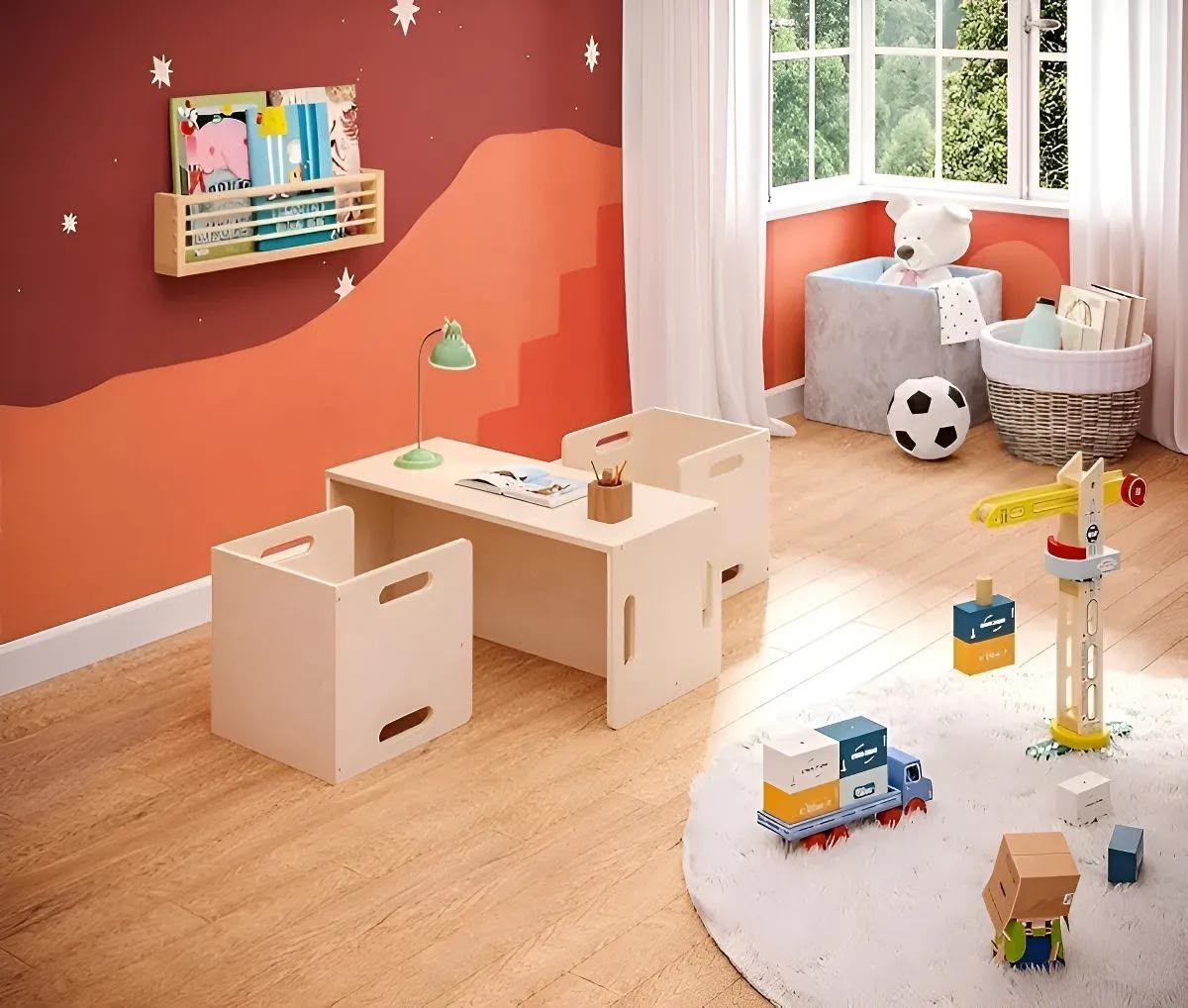 Escritorio con 2 sillas Montessori-2