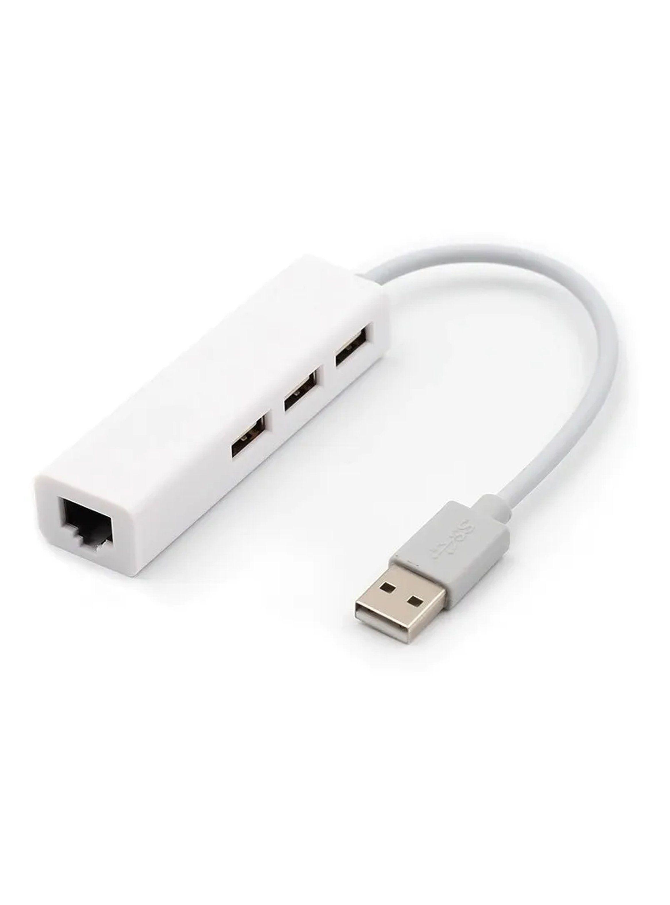 Adaptador USB a Ethernet con Hub 3 Puertos USB-0
