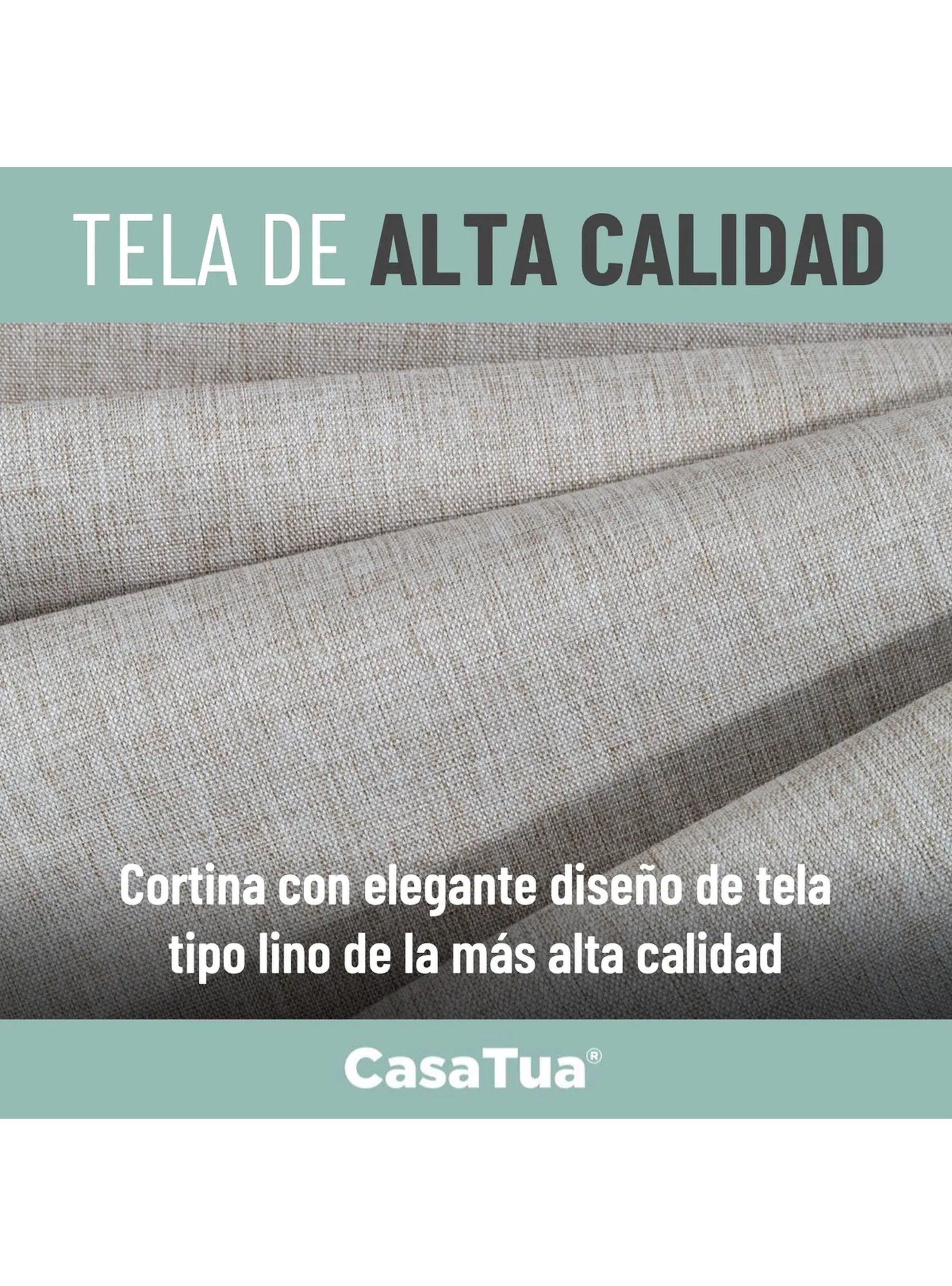 Cortinas Blackout Tejido Textura de Lino Beige 100% Oscuridad-4