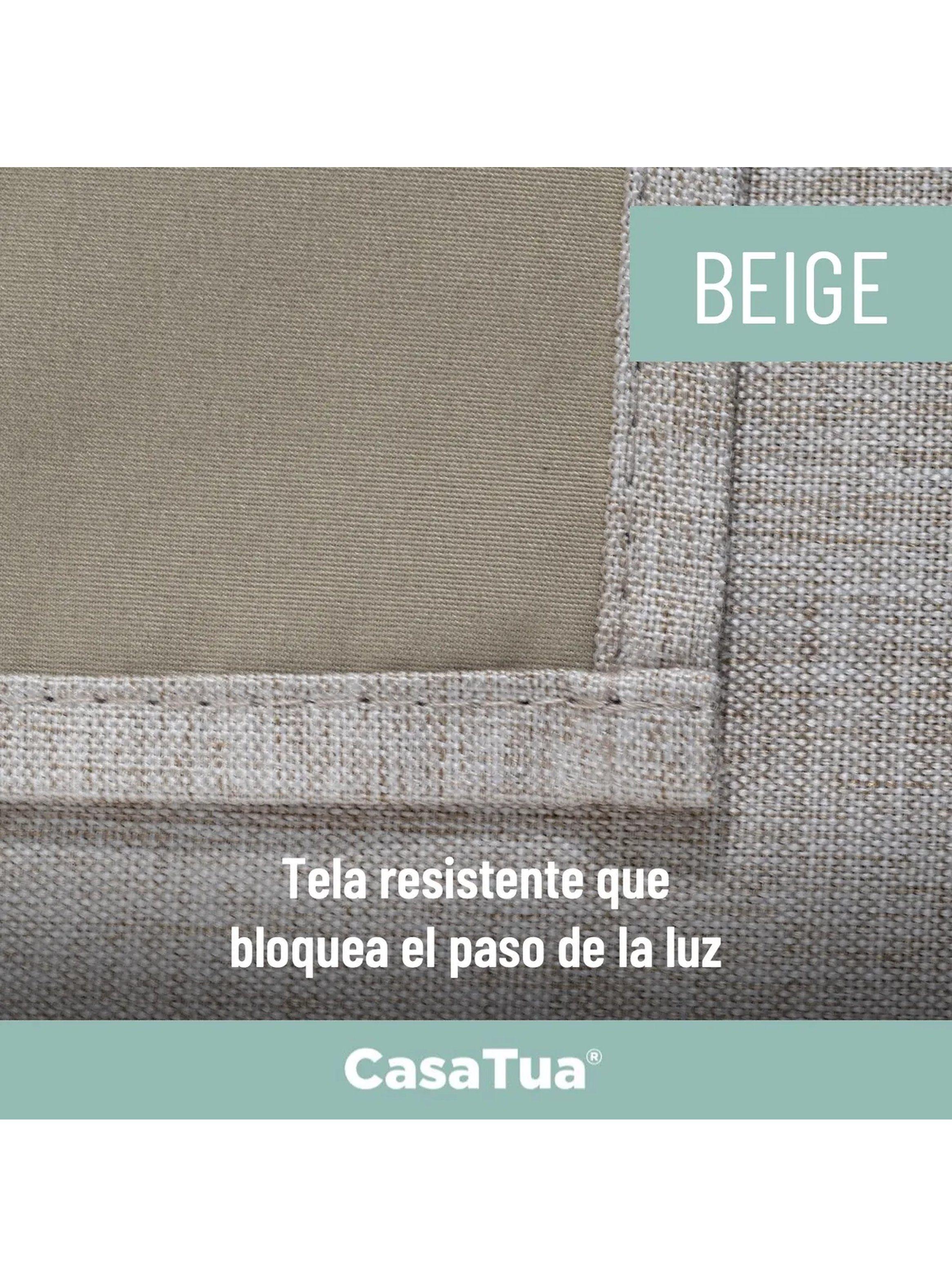 Cortinas Blackout Tejido Textura de Lino Beige 100% Oscuridad-6