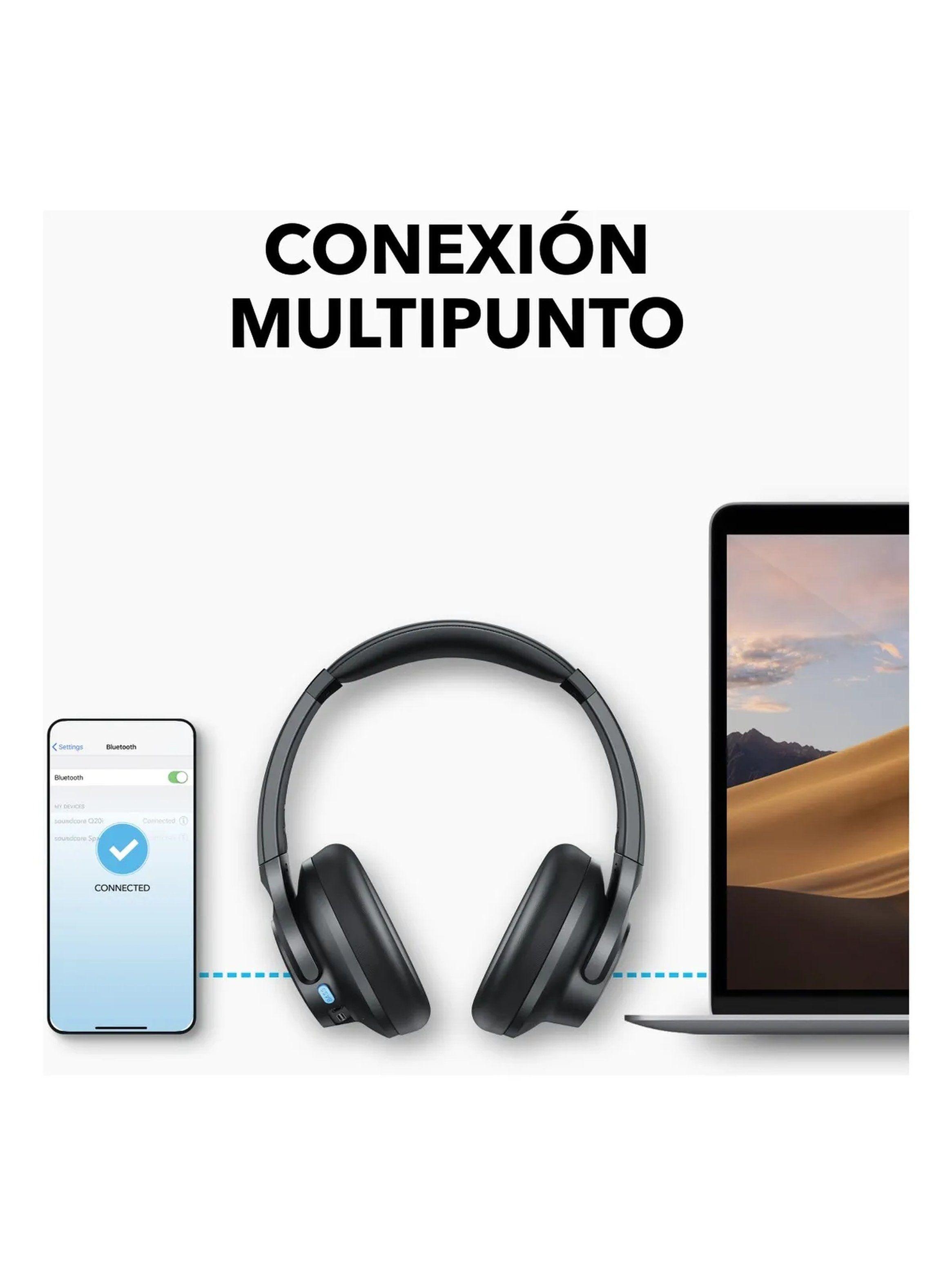 Audífonos Bluetooth Over-Ear Multipunto Sonido Nítido Negro-2