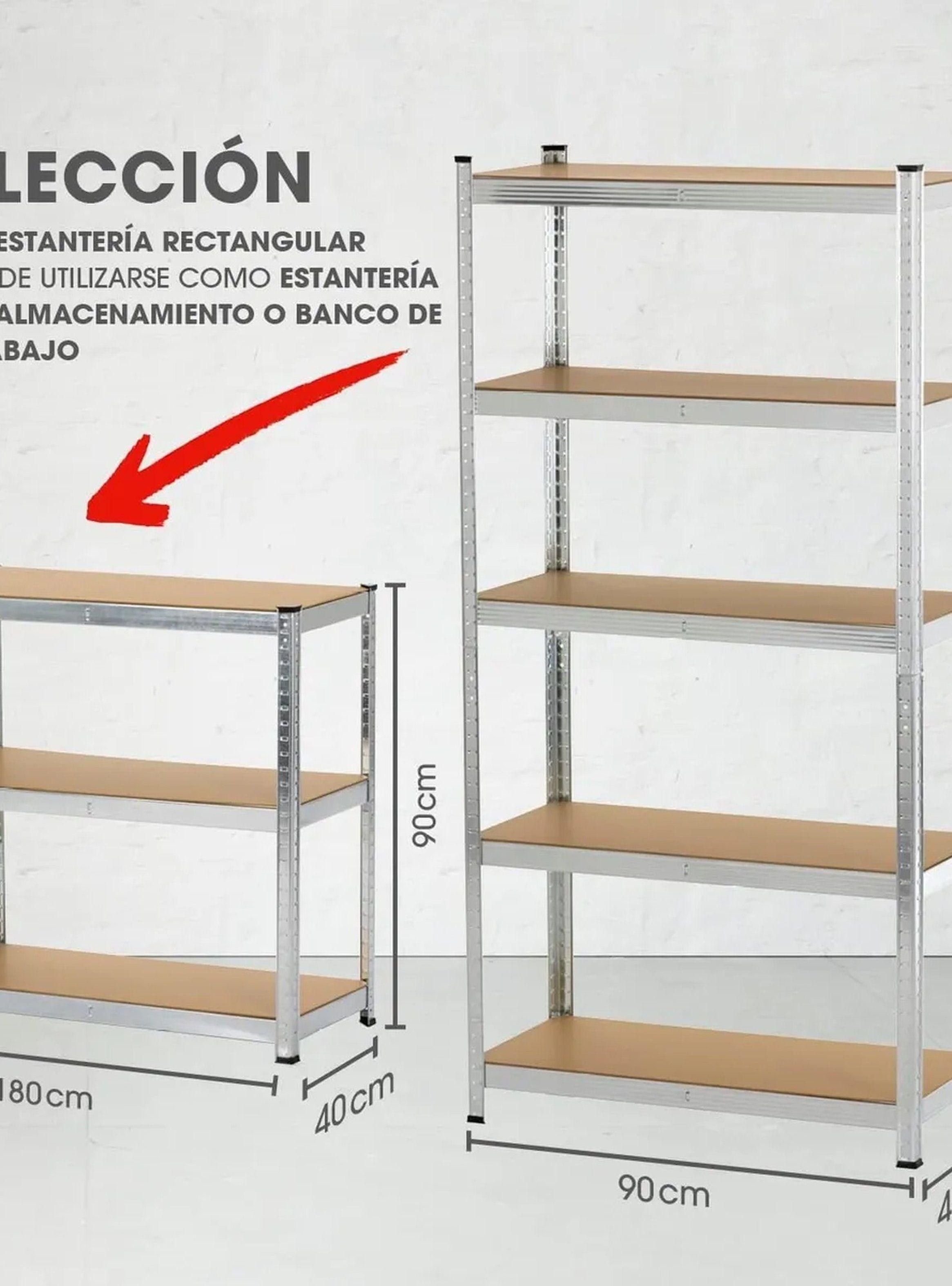 Estantería Metálica Multiusos 5 Niveles 180x90x40 cm Plata-2