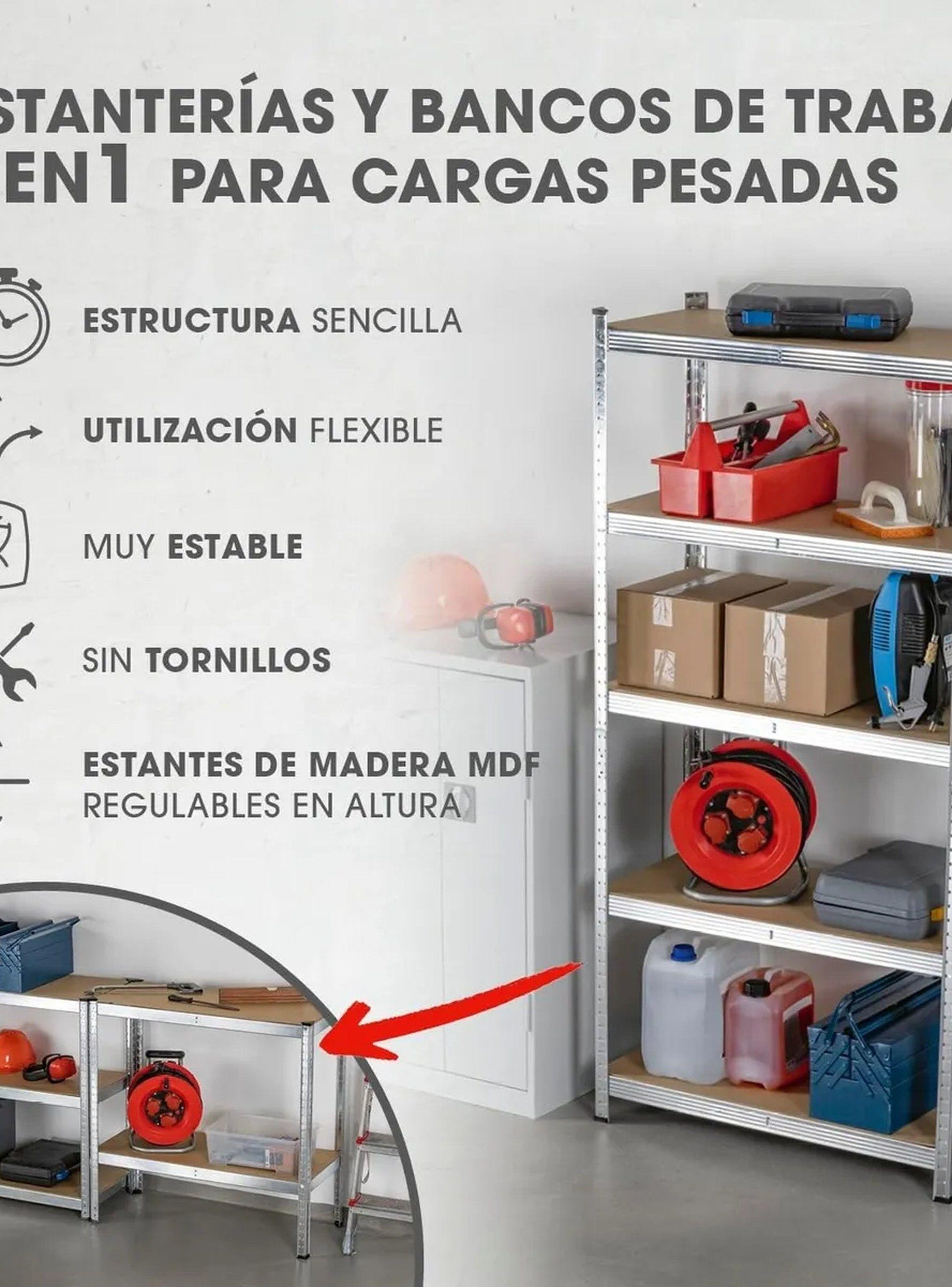 Estantería Metálica Multiusos 5 Niveles 180x90x40 cm Plata-3