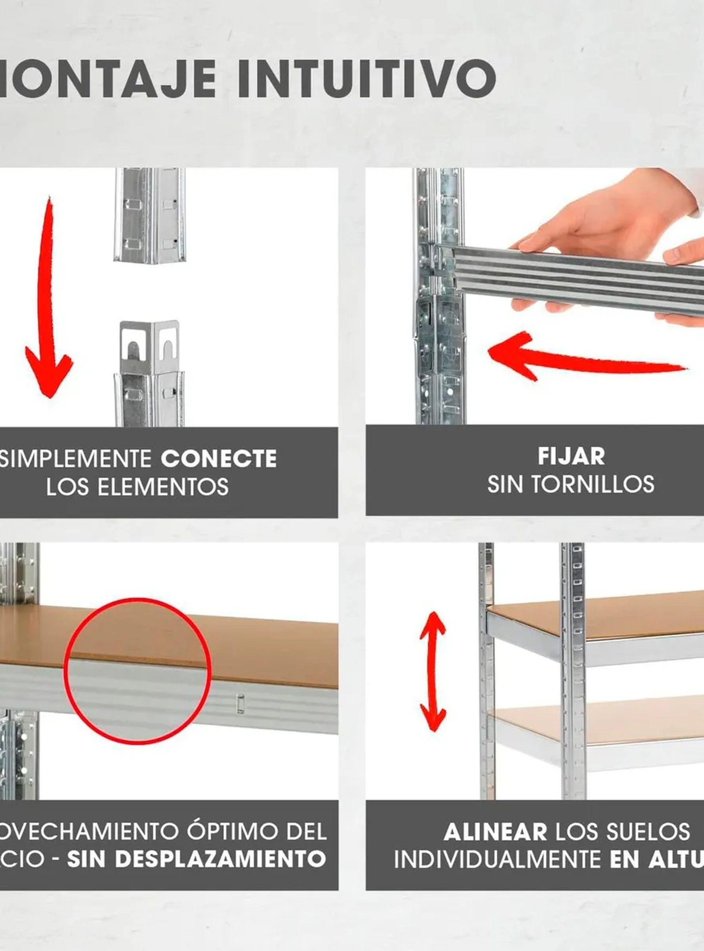 Estantería Metálica Multiusos 5 Niveles 180x90x40 cm Plata-4