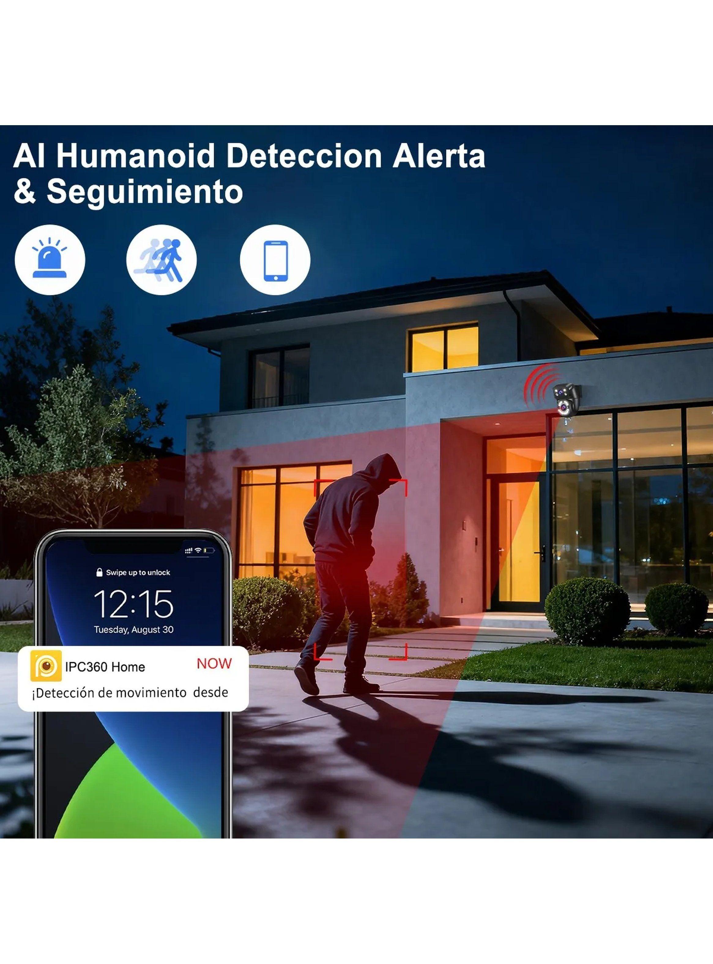 Cámara de Seguridad PTZ 8MP Exterior Visión Nocturna Audio Bidireccional-3