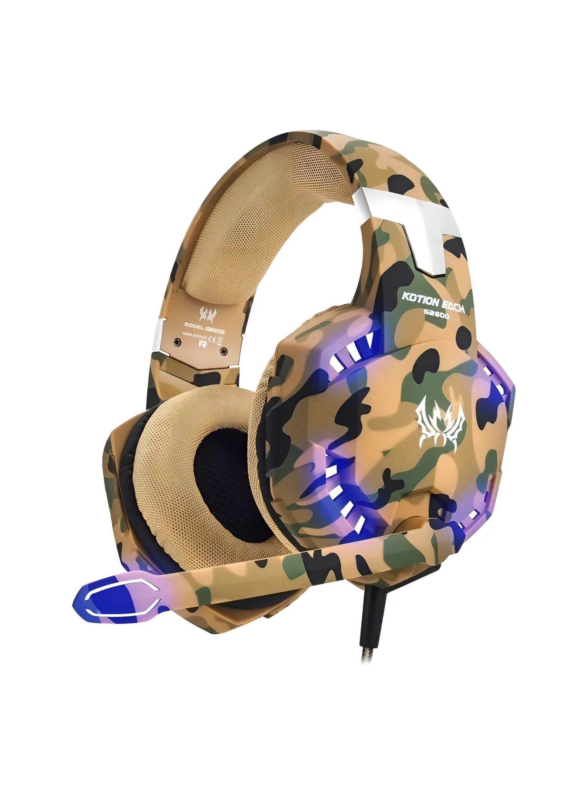 Auriculares Gaming con Micrófono Luz LED Camo Ajustable-0
