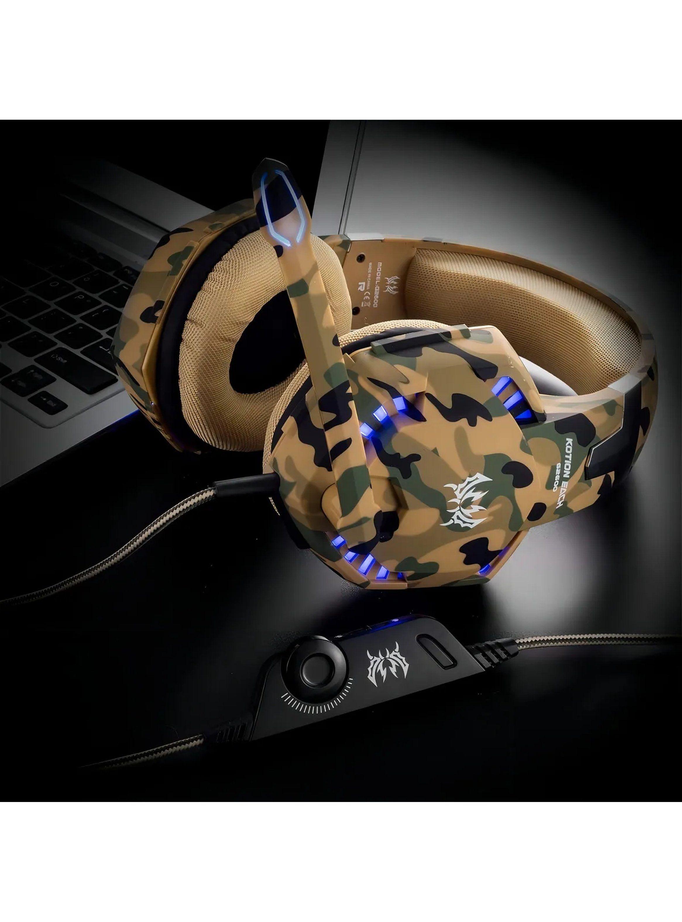 Auriculares Gaming con Micrófono Luz LED Camo Ajustable-2