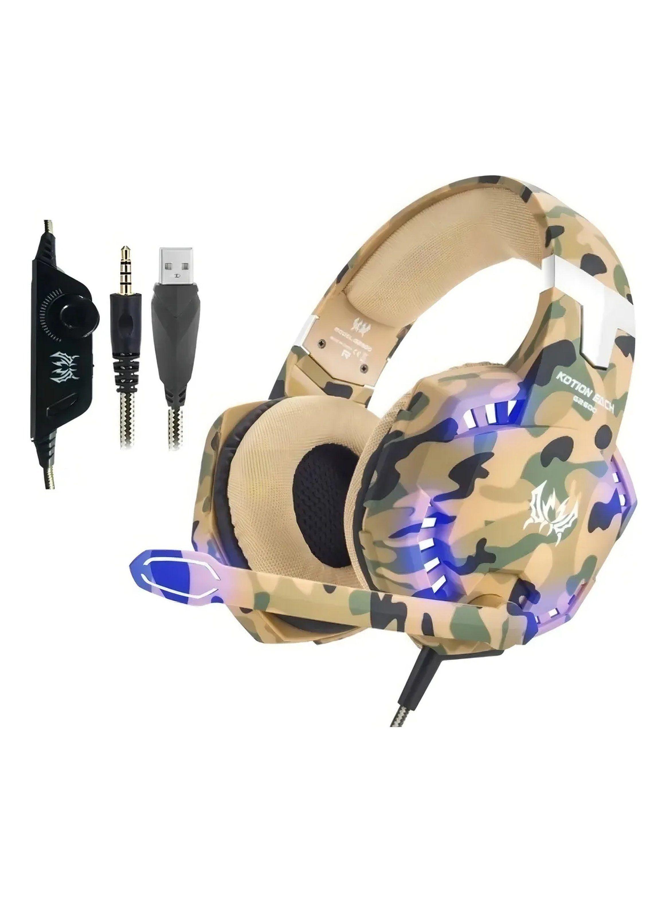 Auriculares Gaming con Micrófono Luz LED Camo Ajustable-3