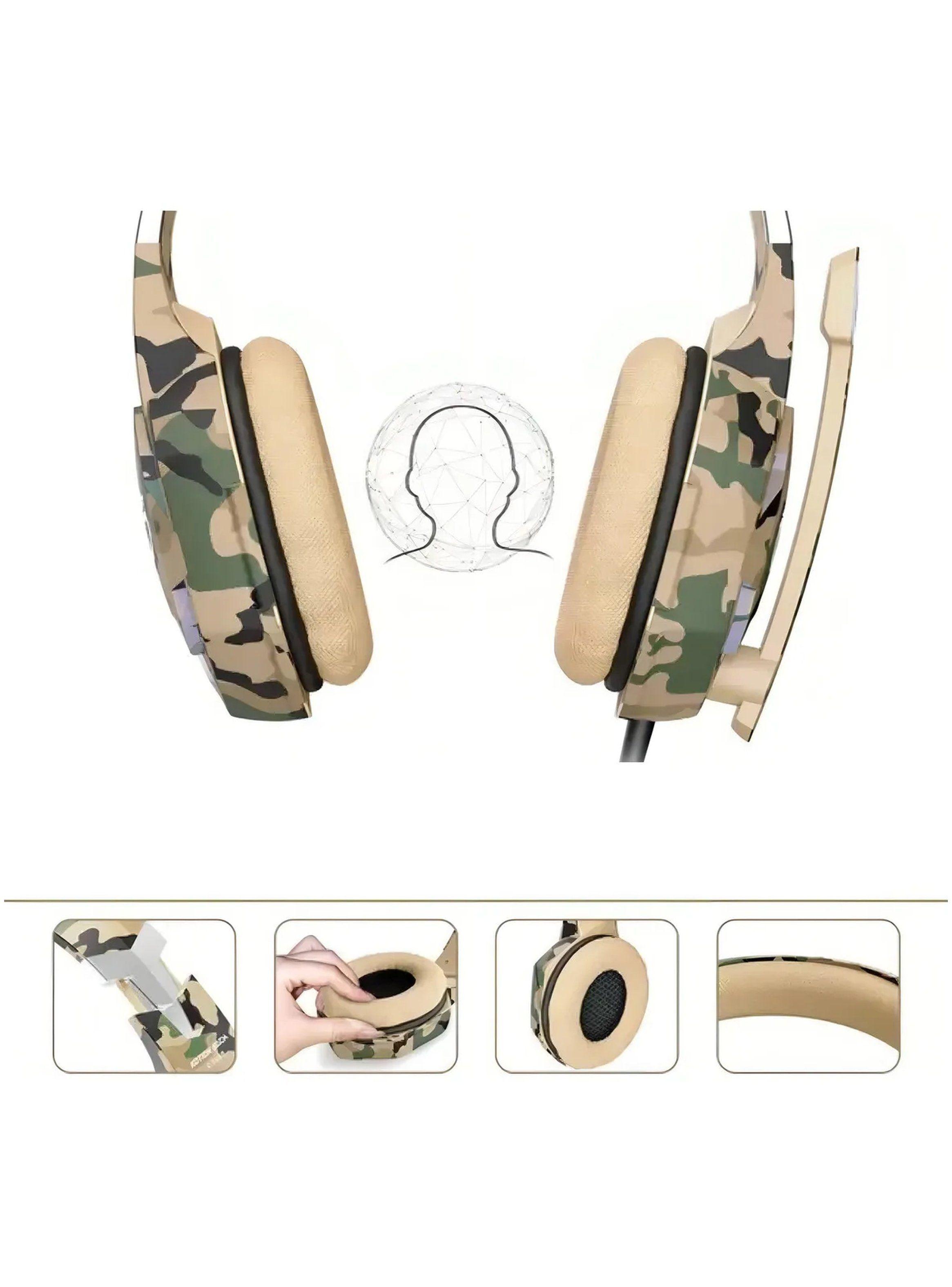 Auriculares Gaming con Micrófono Luz LED Camo Ajustable-4