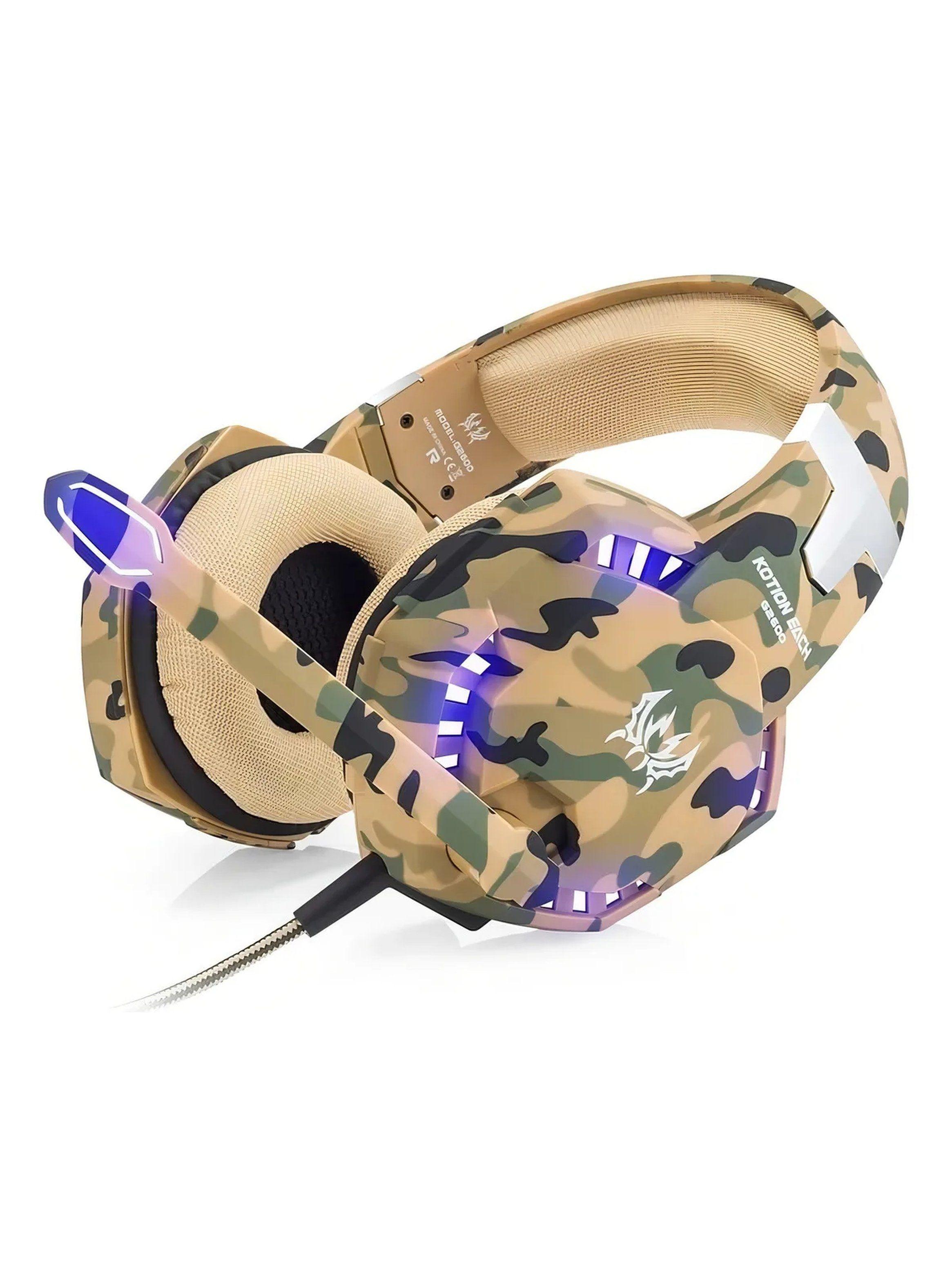 Auriculares Gaming con Micrófono Luz LED Camo Ajustable-5