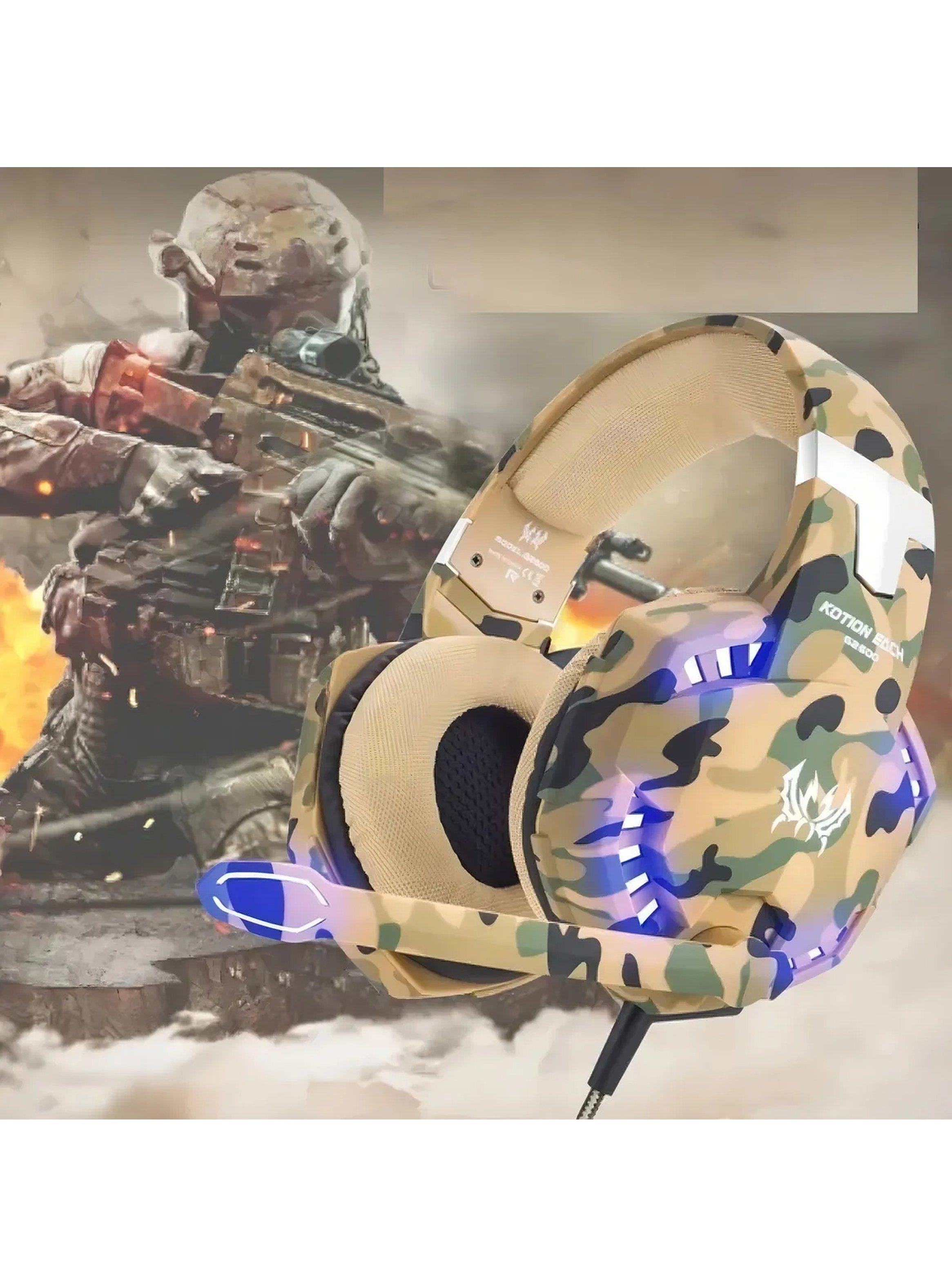 Auriculares Gaming con Micrófono Luz LED Camo Ajustable-6