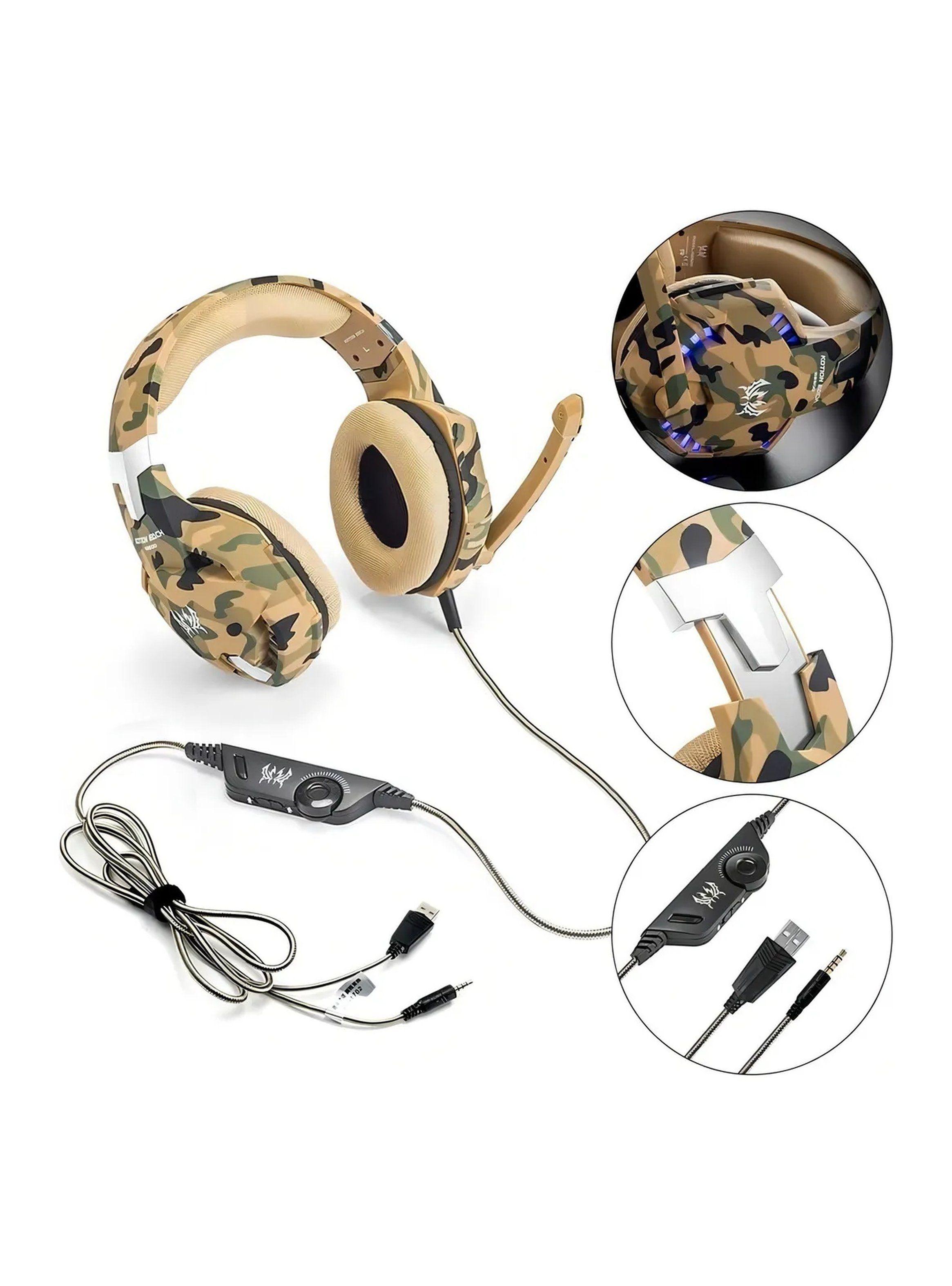 Auriculares Gaming con Micrófono Luz LED Camo Ajustable-9