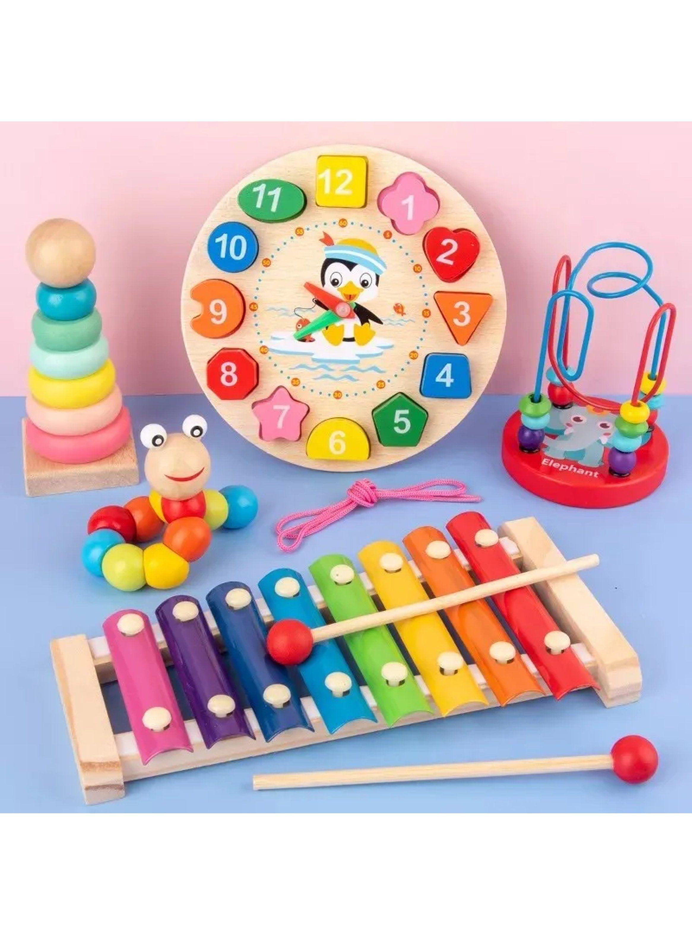 Set de Juguetes de Madera Educativos Infantiles Multicolor-5