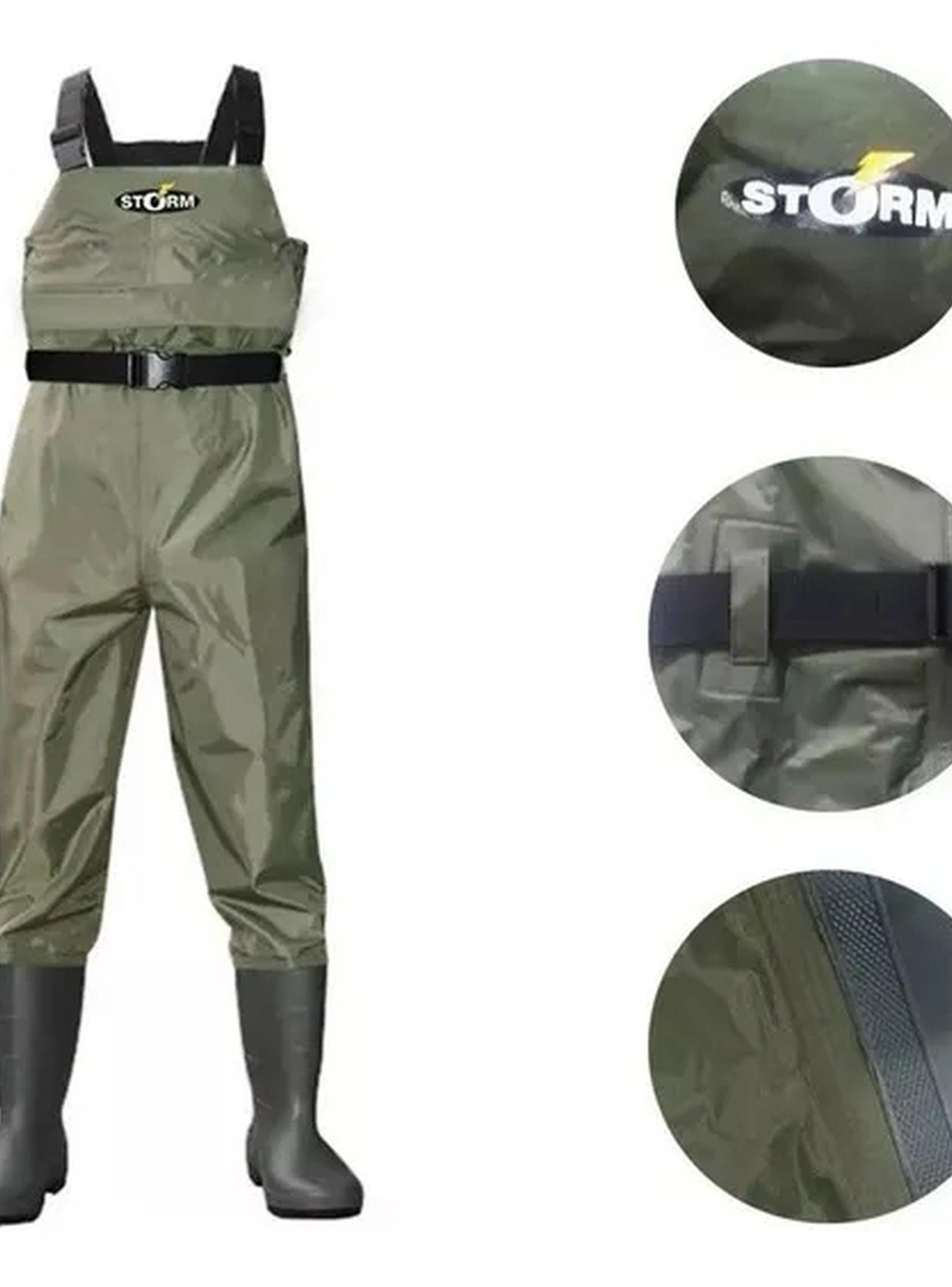 Pantalón Impermeable PVC Hombre Verde Ajustable-1