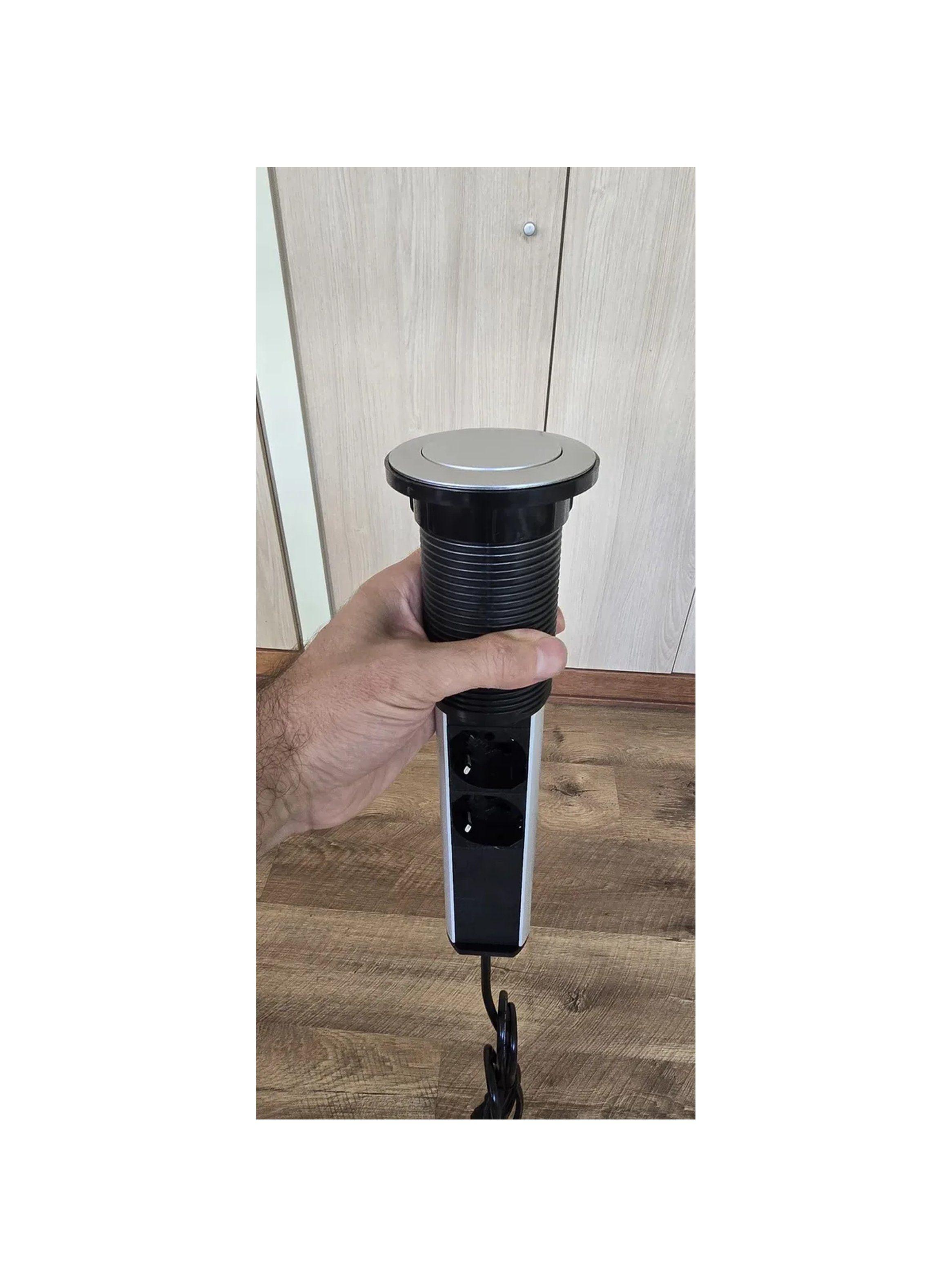 Módulo Enchufe Retráctil USB 220V Negro-3