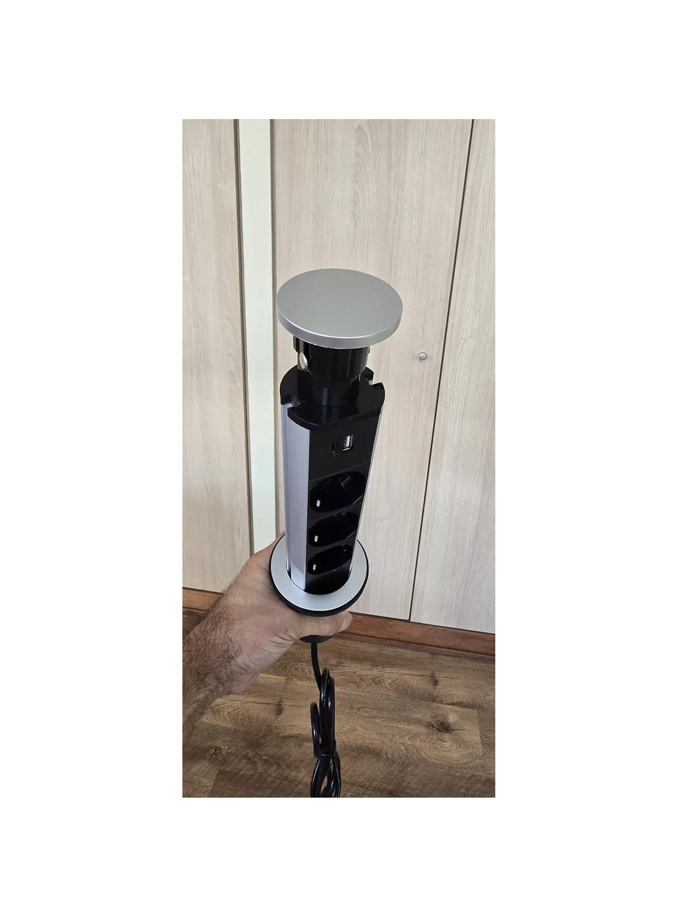 Módulo Enchufe Retráctil USB 220V Negro-5