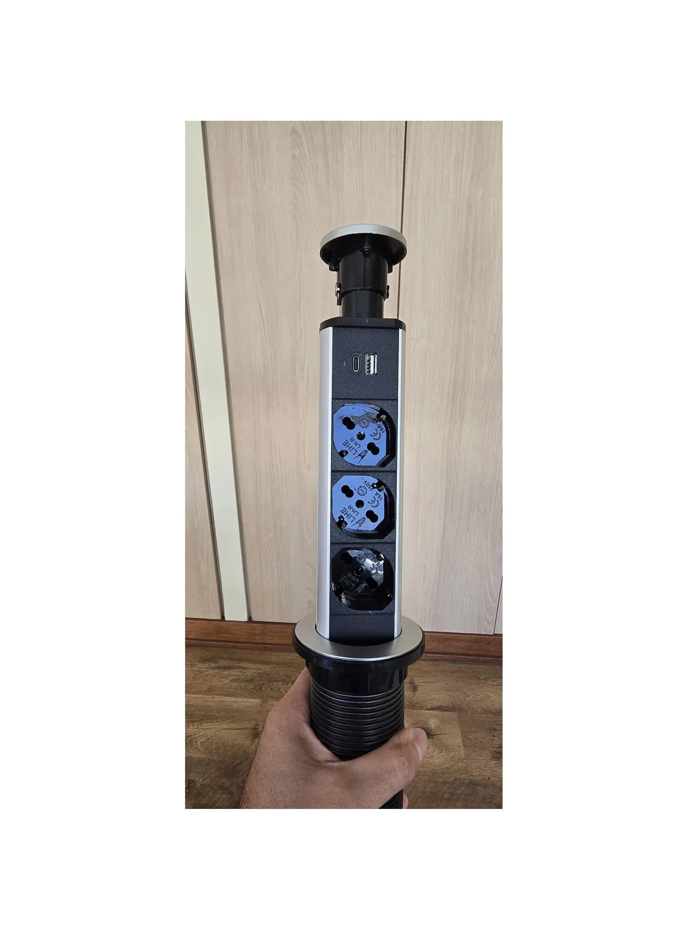 Módulo Enchufe Retráctil USB 220V Negro-8