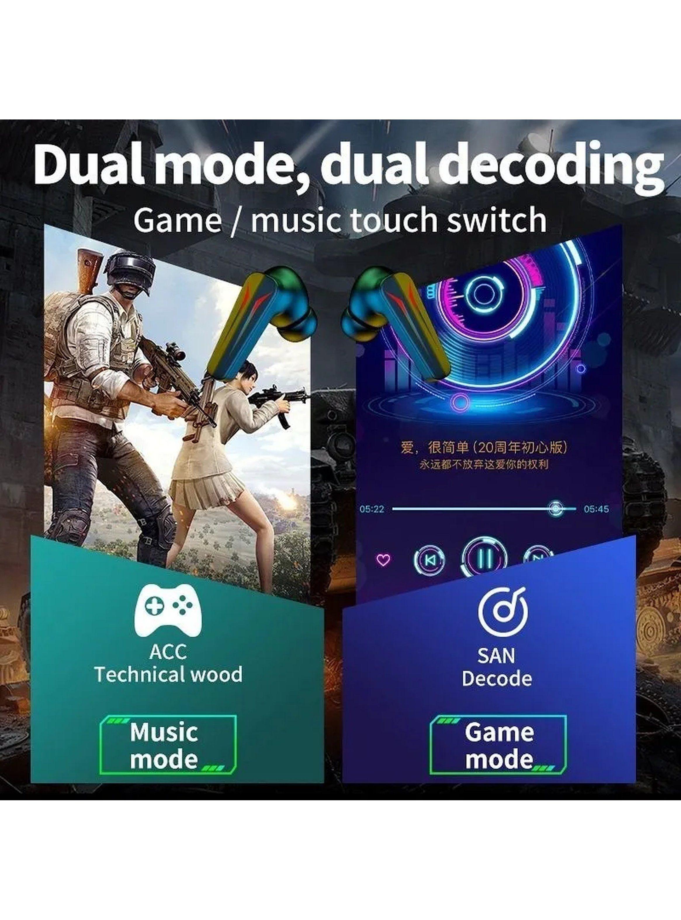 Auriculares Bluetooth Gaming Modo Dual Sin Retraso Chip 5.2-2