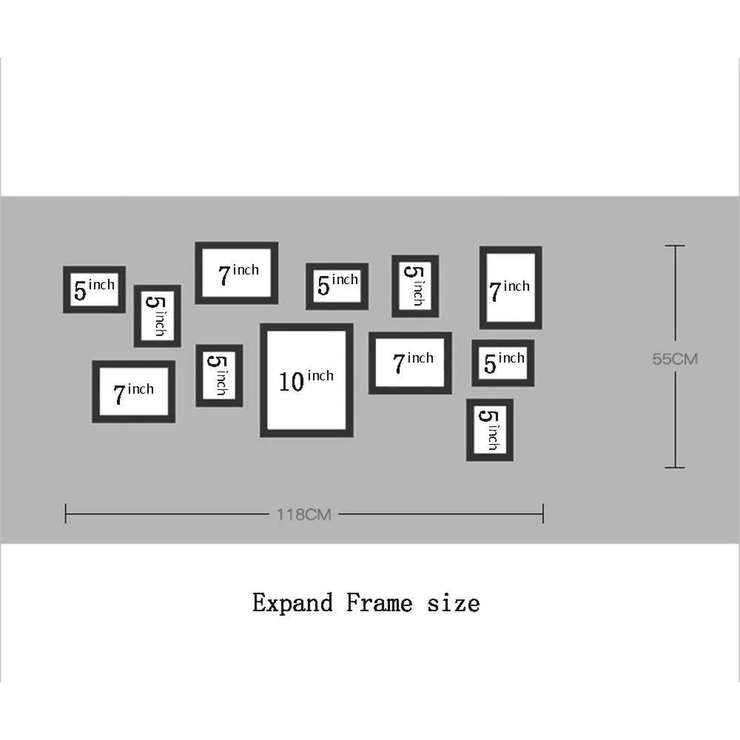 Conjunto de Marcos de Fotos Pared Negro 10 Piezas Decorativo -4