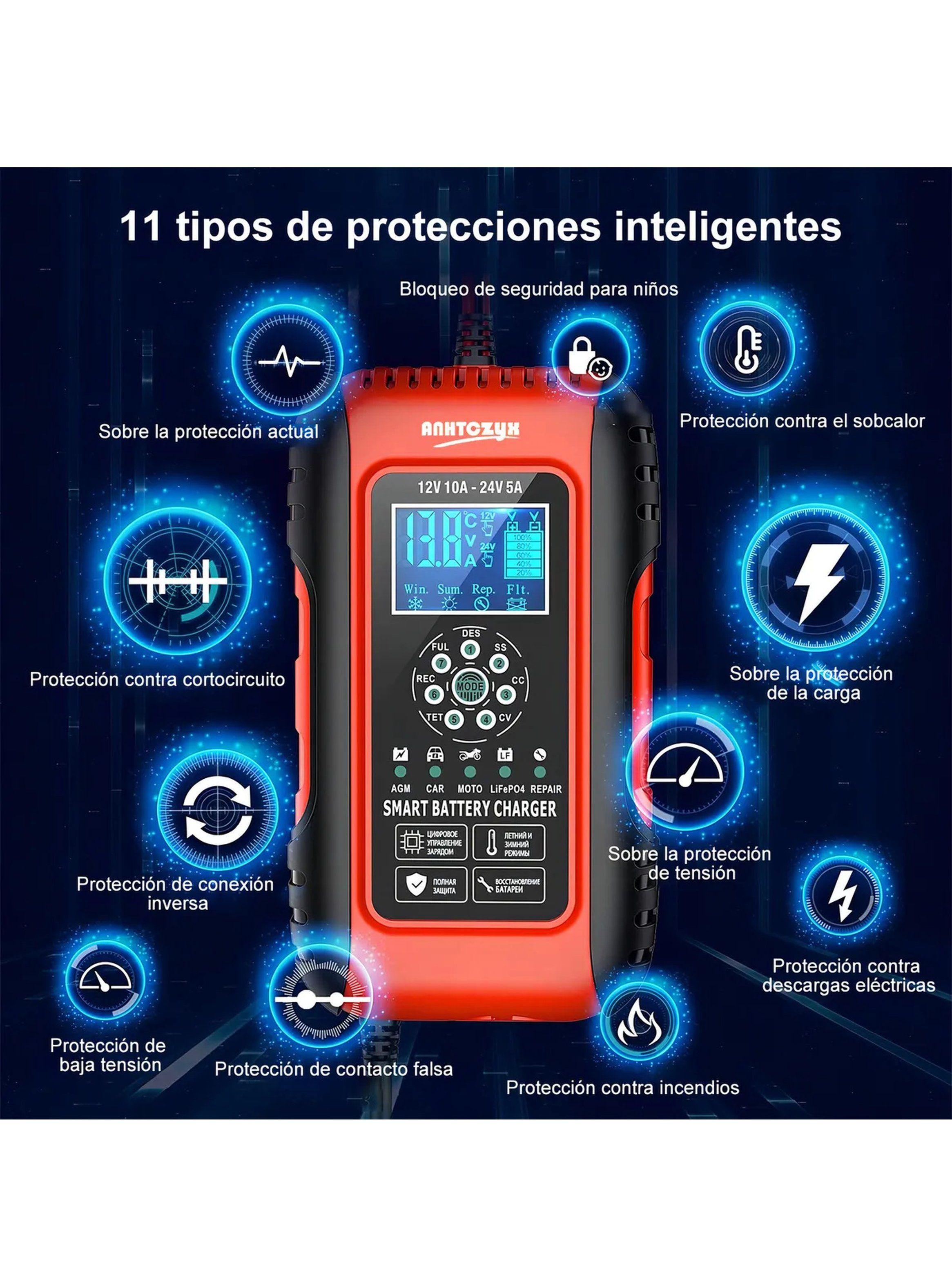 Cargador Inteligente de Batería 12V 24V Pantalla LCD 10A-5