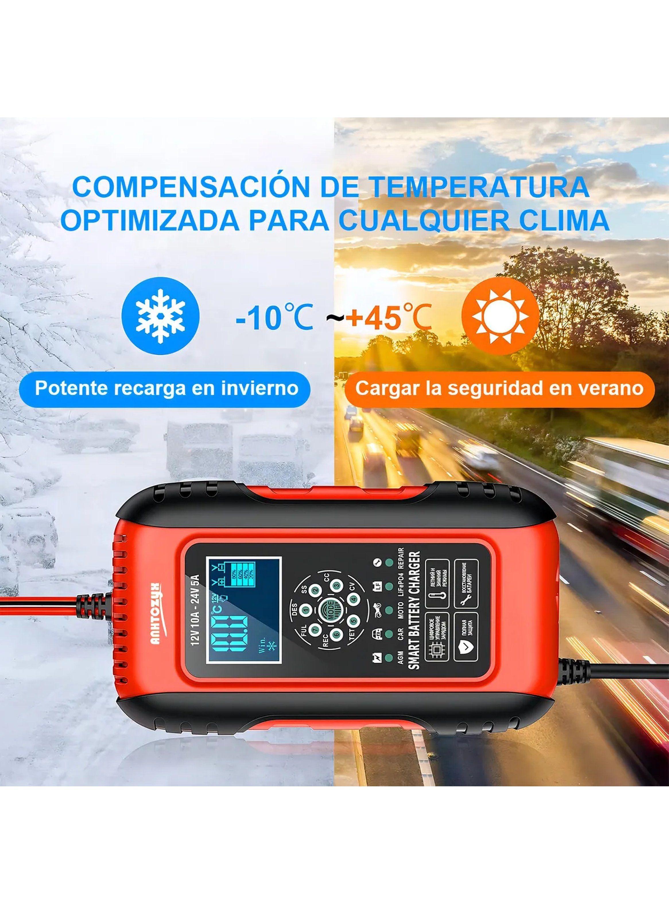 Cargador Inteligente de Batería 12V 24V Pantalla LCD 10A-6