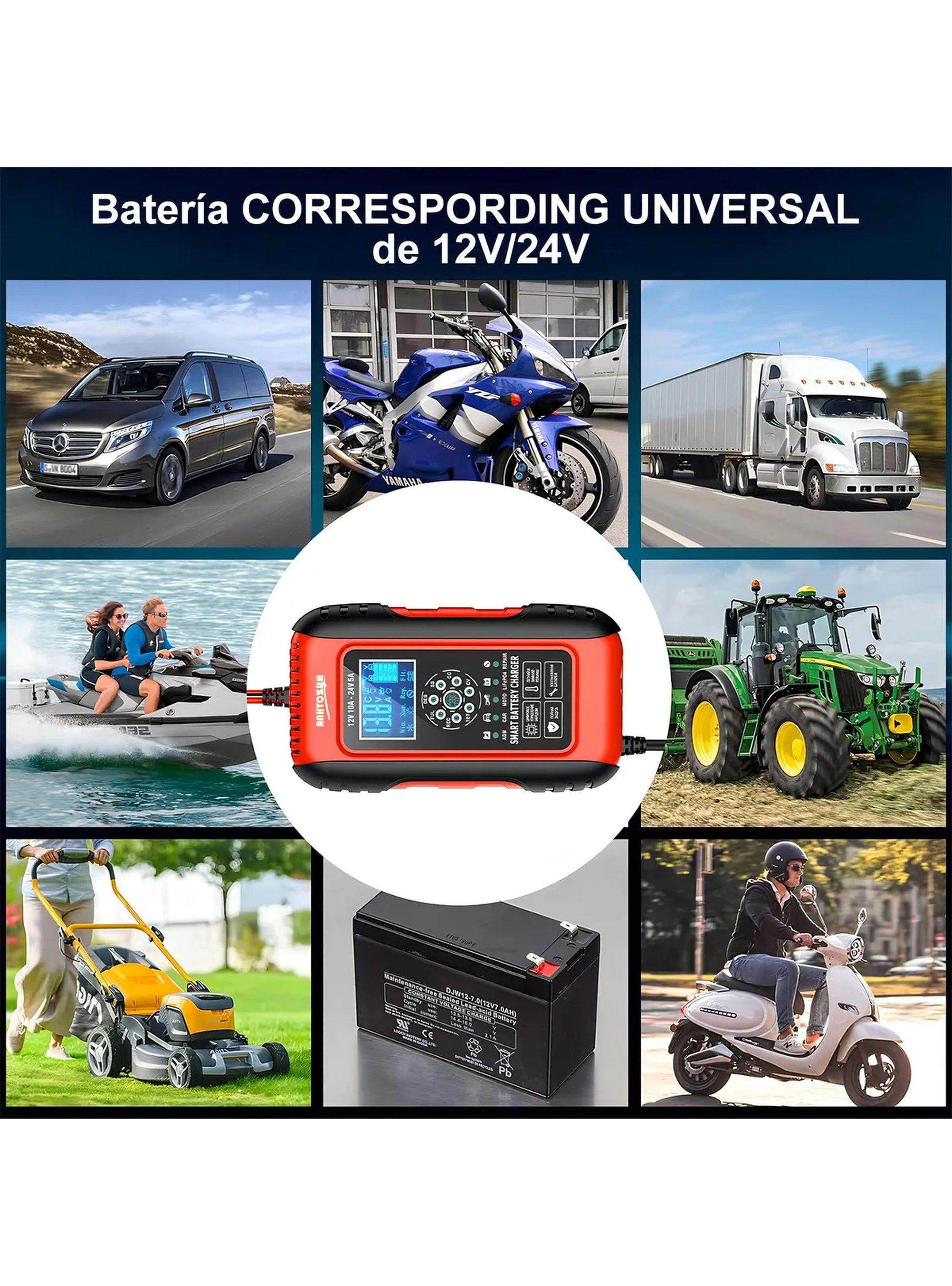 Cargador Inteligente de Batería 12V 24V Pantalla LCD 10A-7