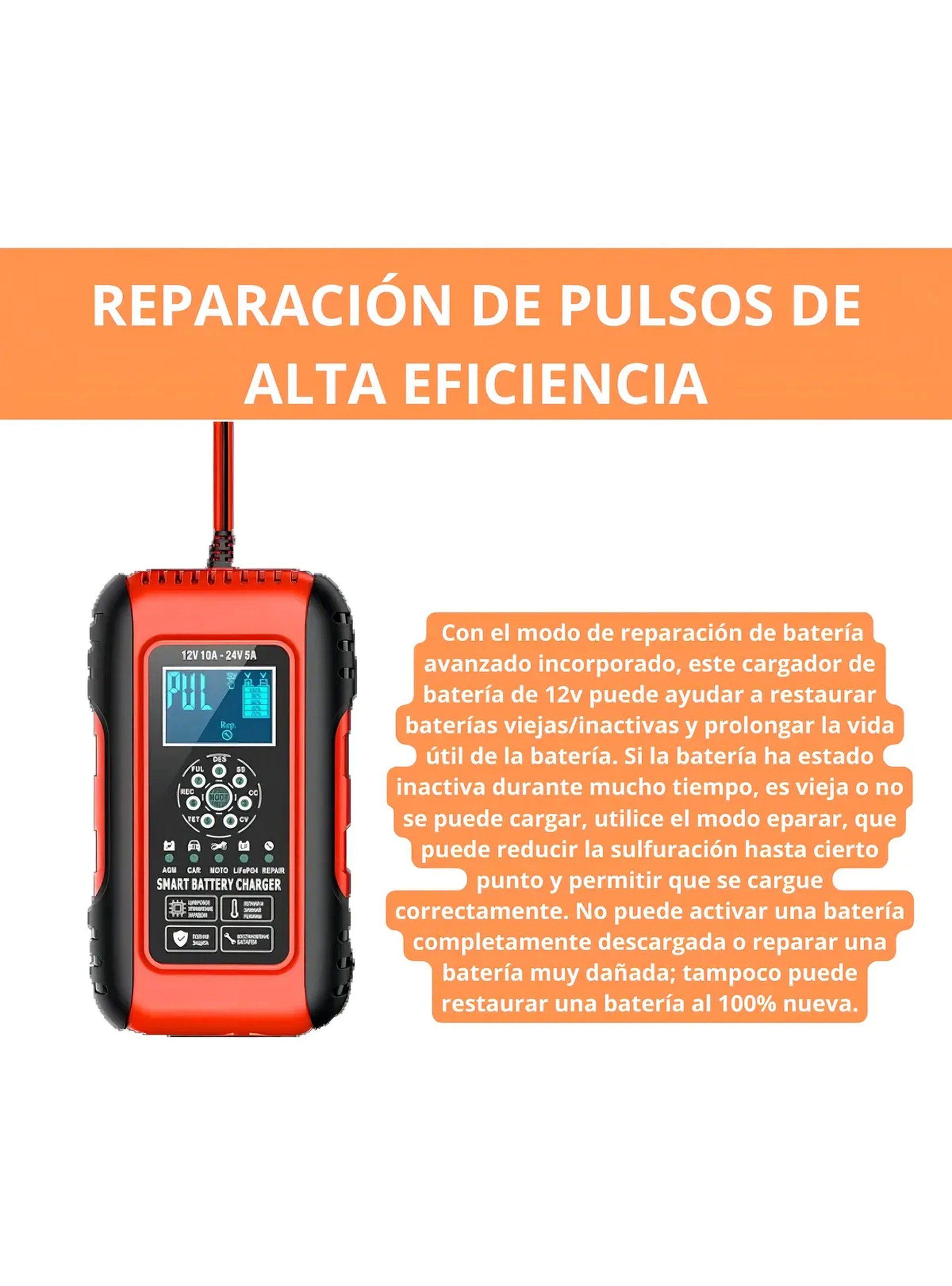 Cargador Inteligente de Batería 12V 24V Pantalla LCD 10A-8
