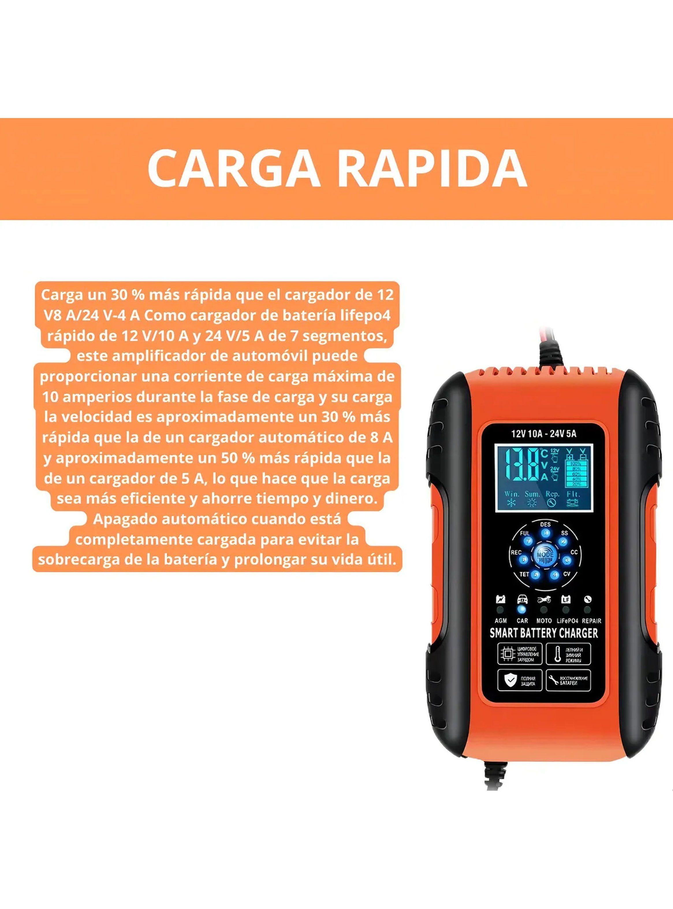 Cargador Inteligente de Batería 12V 24V Pantalla LCD 10A-9