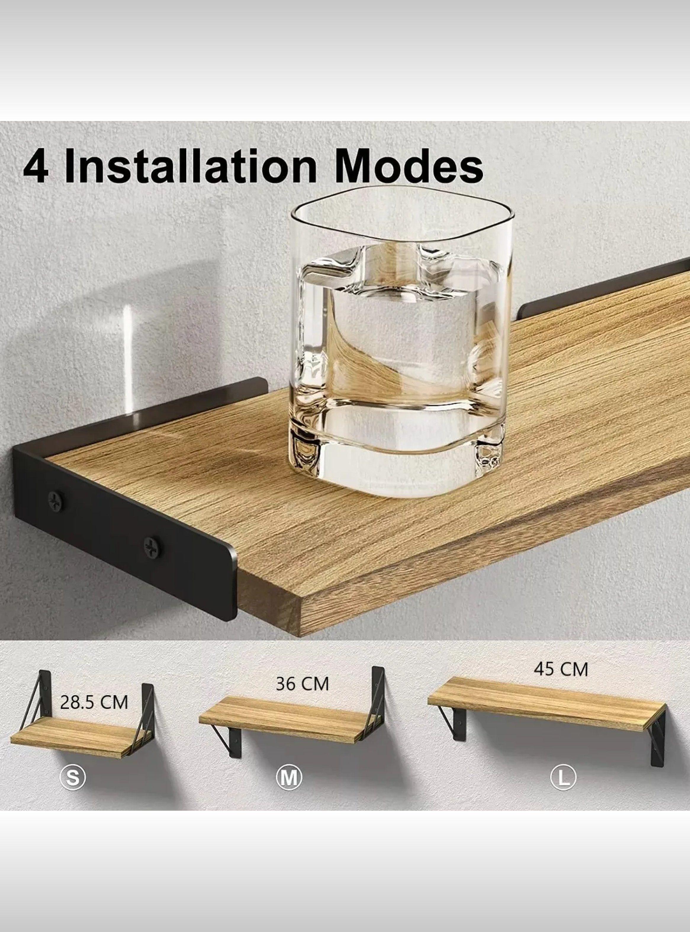 Estantes de Pared de Madera con Soportes Metálicos | Set de 3 | Tamaños 28.5cm, 36cm, 45cm-2
