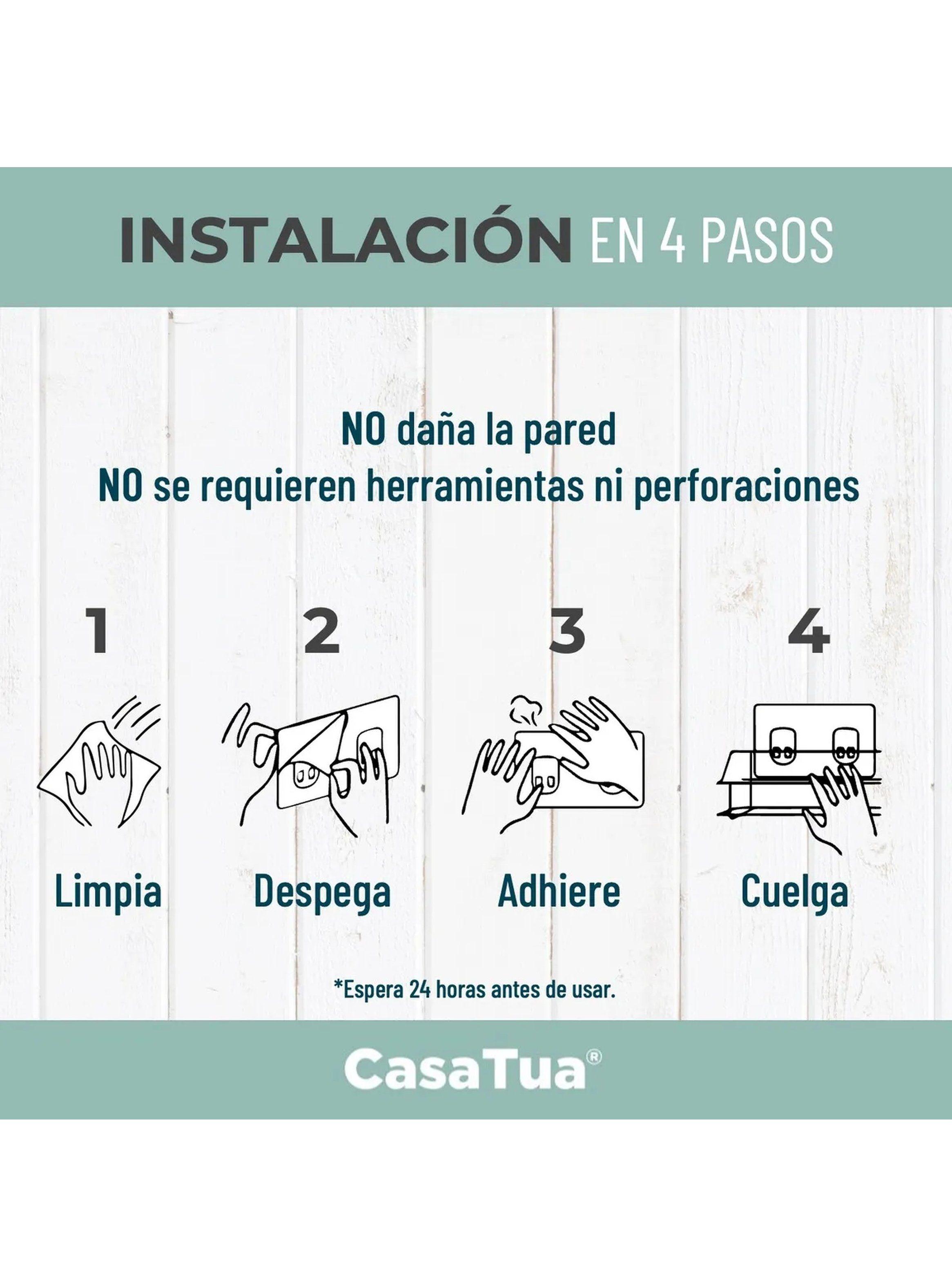 Estante de Baño Adhesivo Metal Negro a Prueba de Agua y Humedad-4