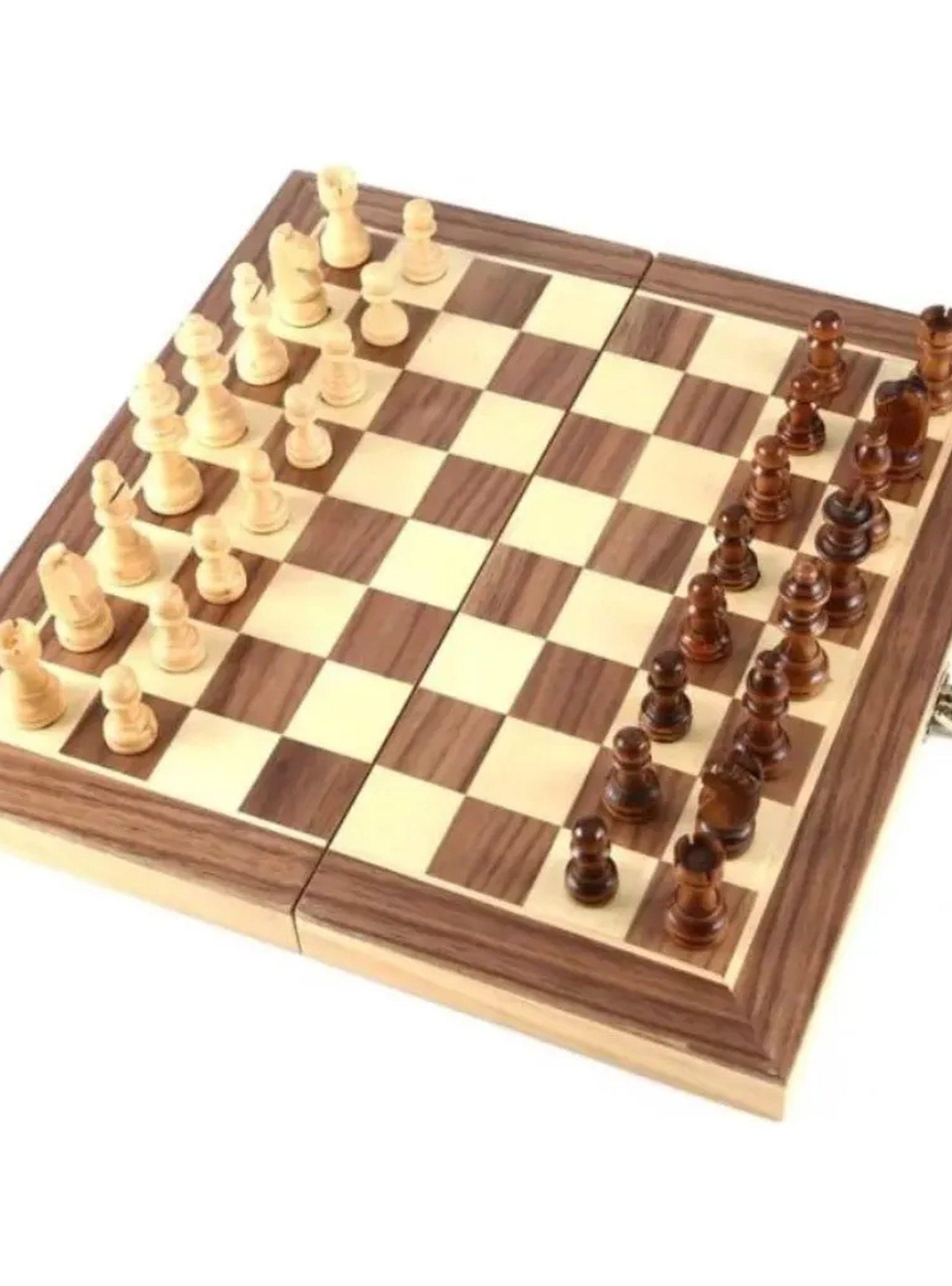 Juego De Ajedrez Plegable De Madera 32 Piezas-1