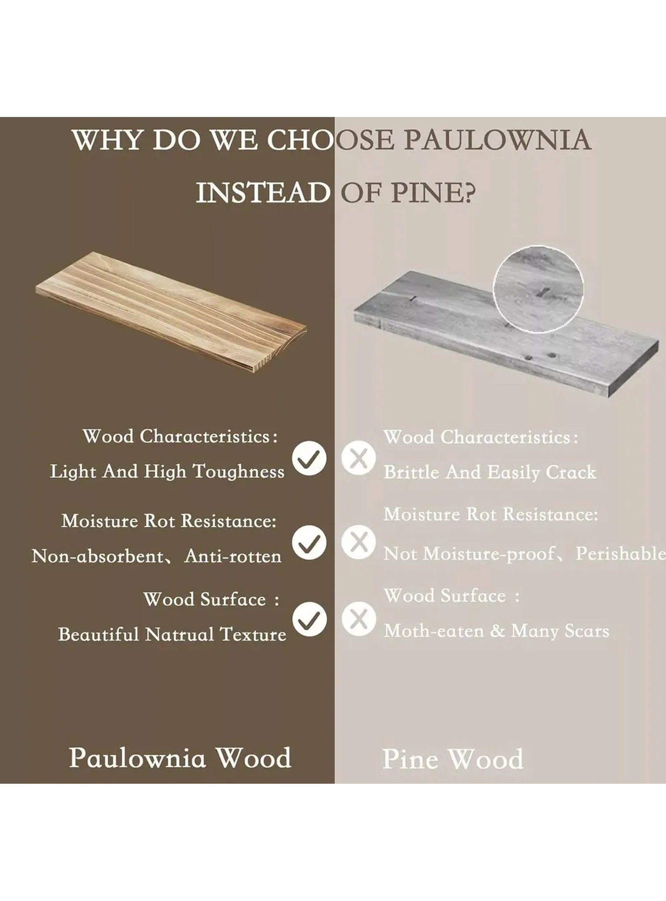 Estantería de Pared de Madera con Soporte de Metal Ajustable-5