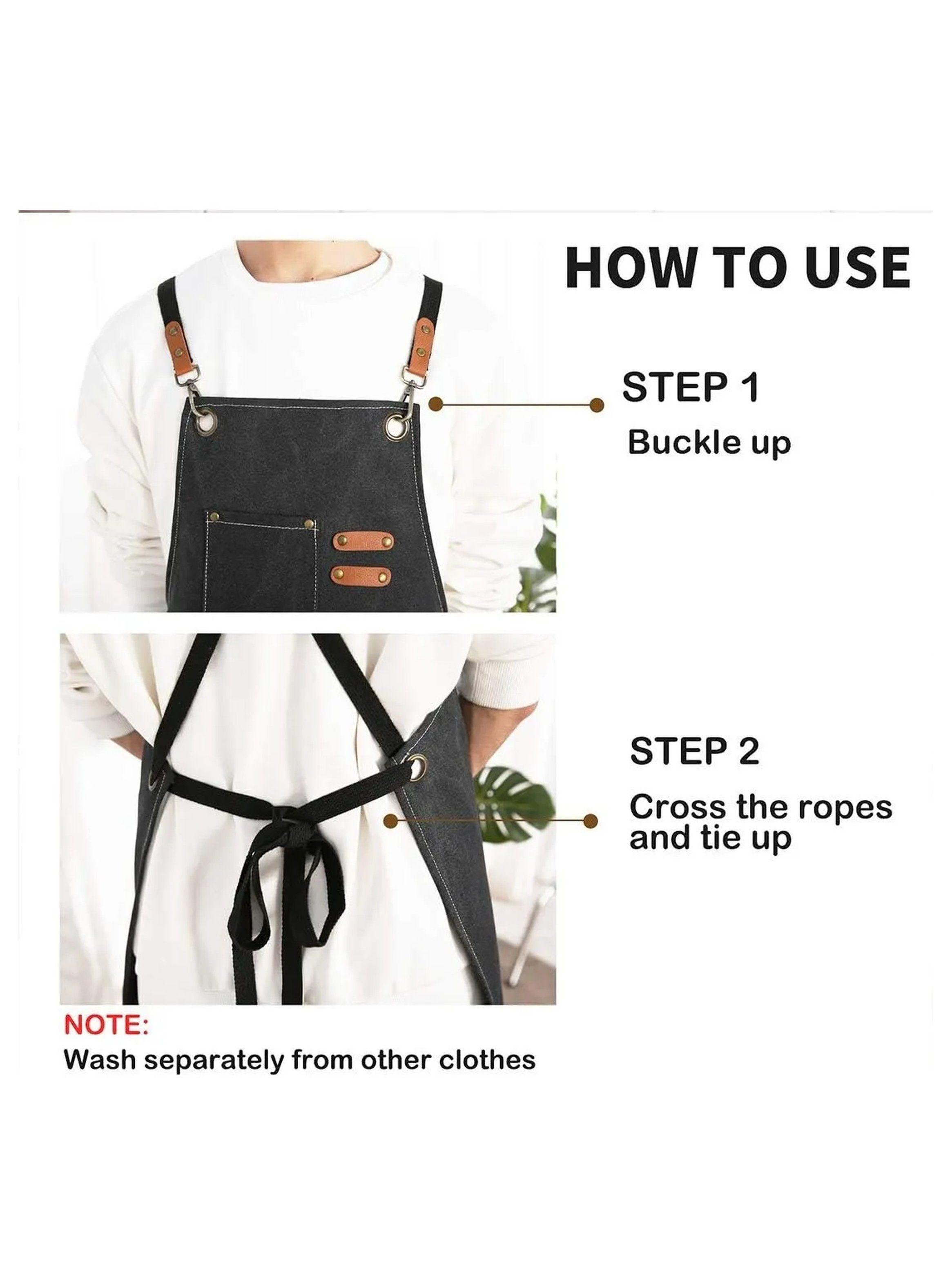 Delantal de Cocina Unisex Algodón Resistente con Bolsillos -5