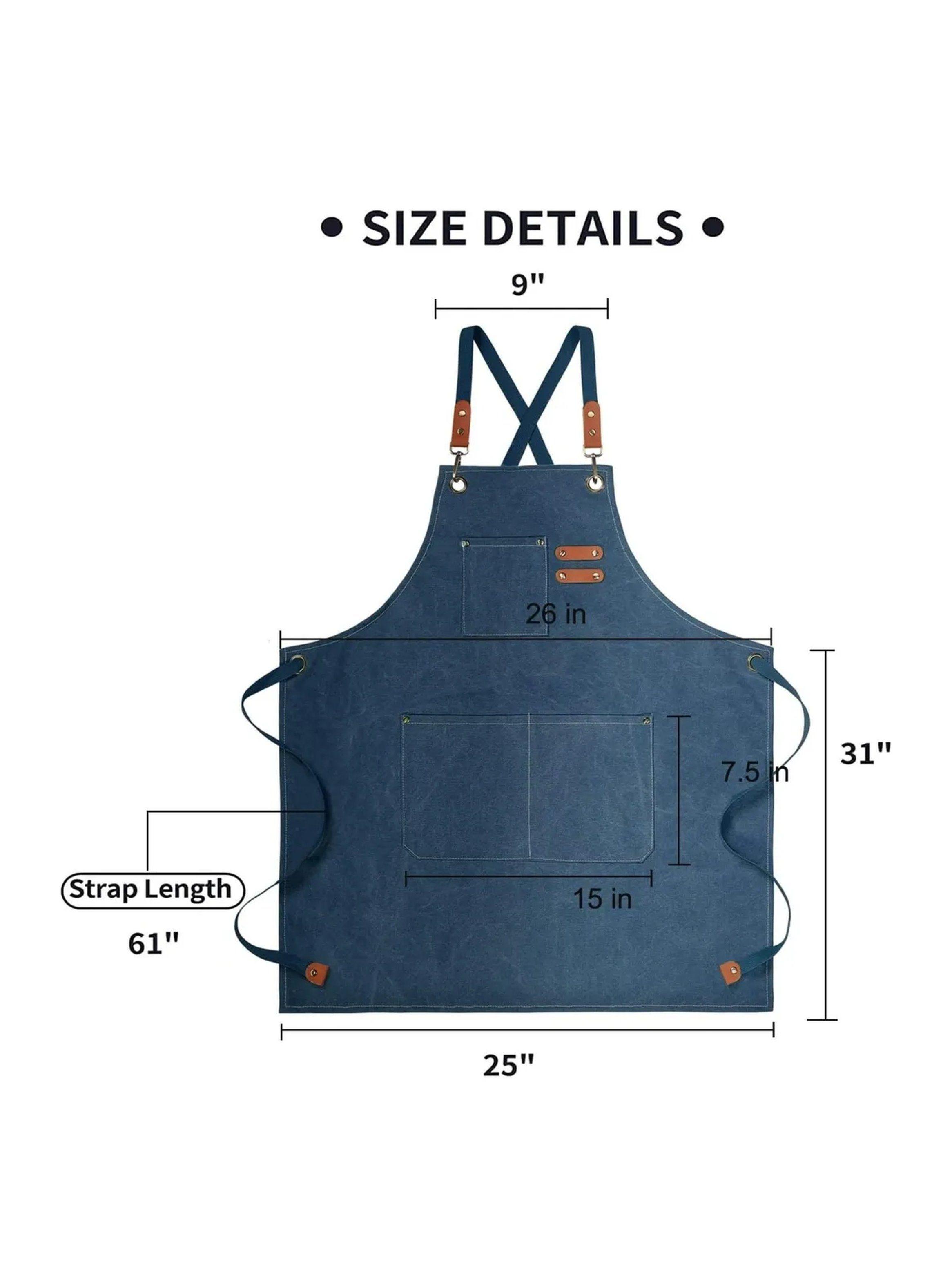 Delantal de Cocina Unisex Algodón Resistente con Bolsillos -6