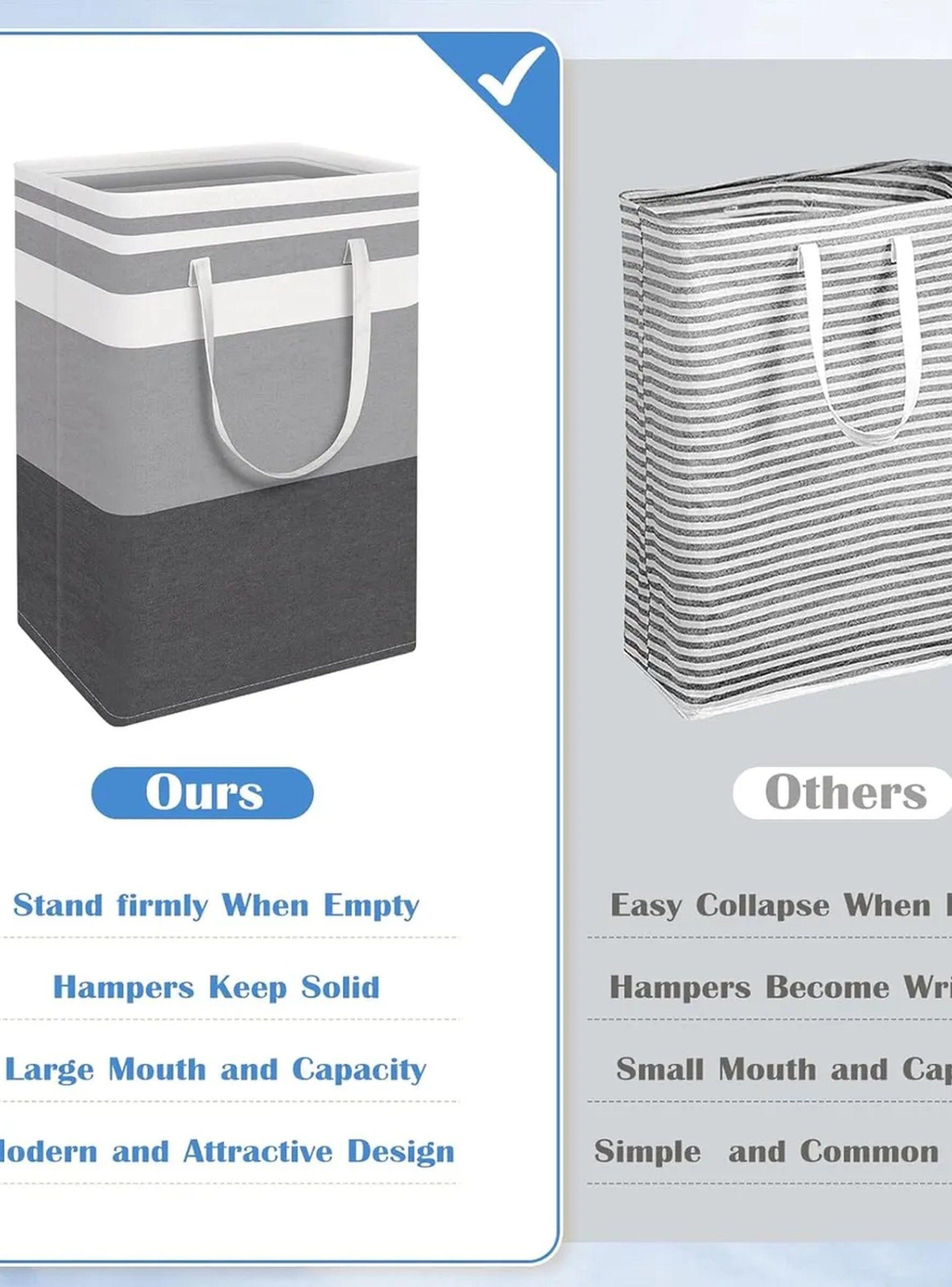 Cesto de Ropa Plegable Tela Gris con Asas 40x32x60cm-4