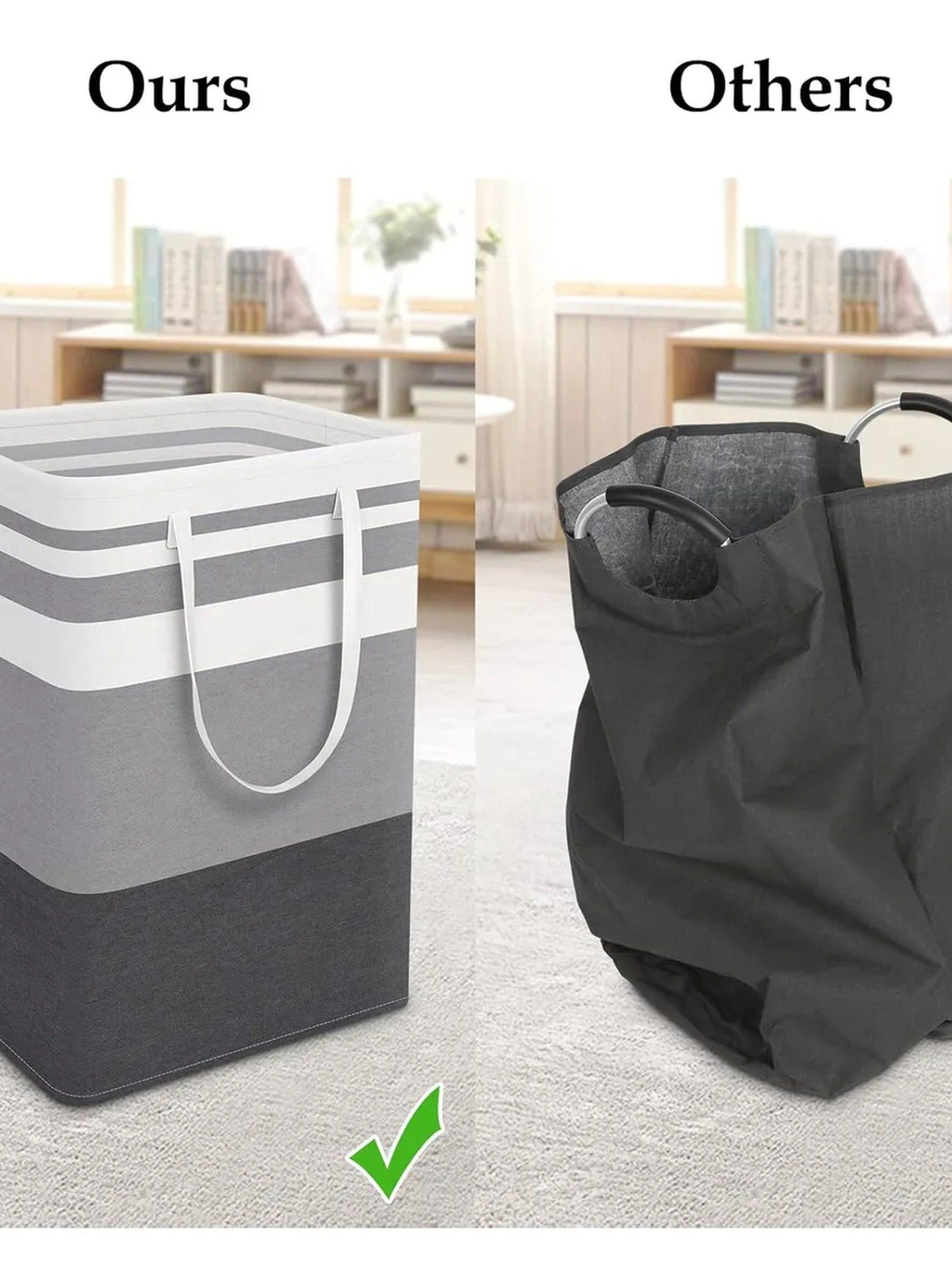 Cesto de Ropa Plegable Tela Gris con Asas 40x32x60cm-7