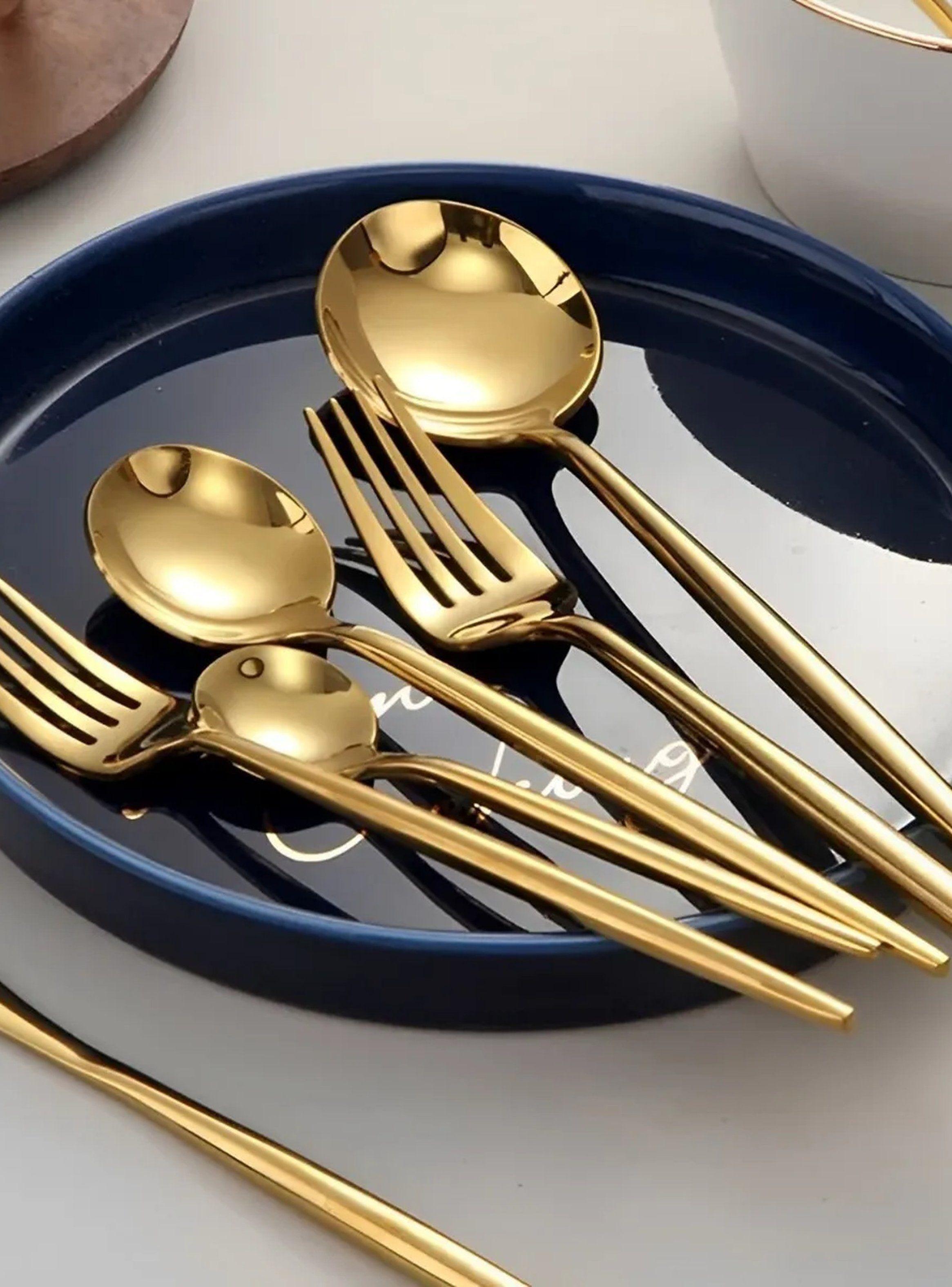 Juego De Cubiertos 24 Piezas Acero Inoxidable Dorado-2