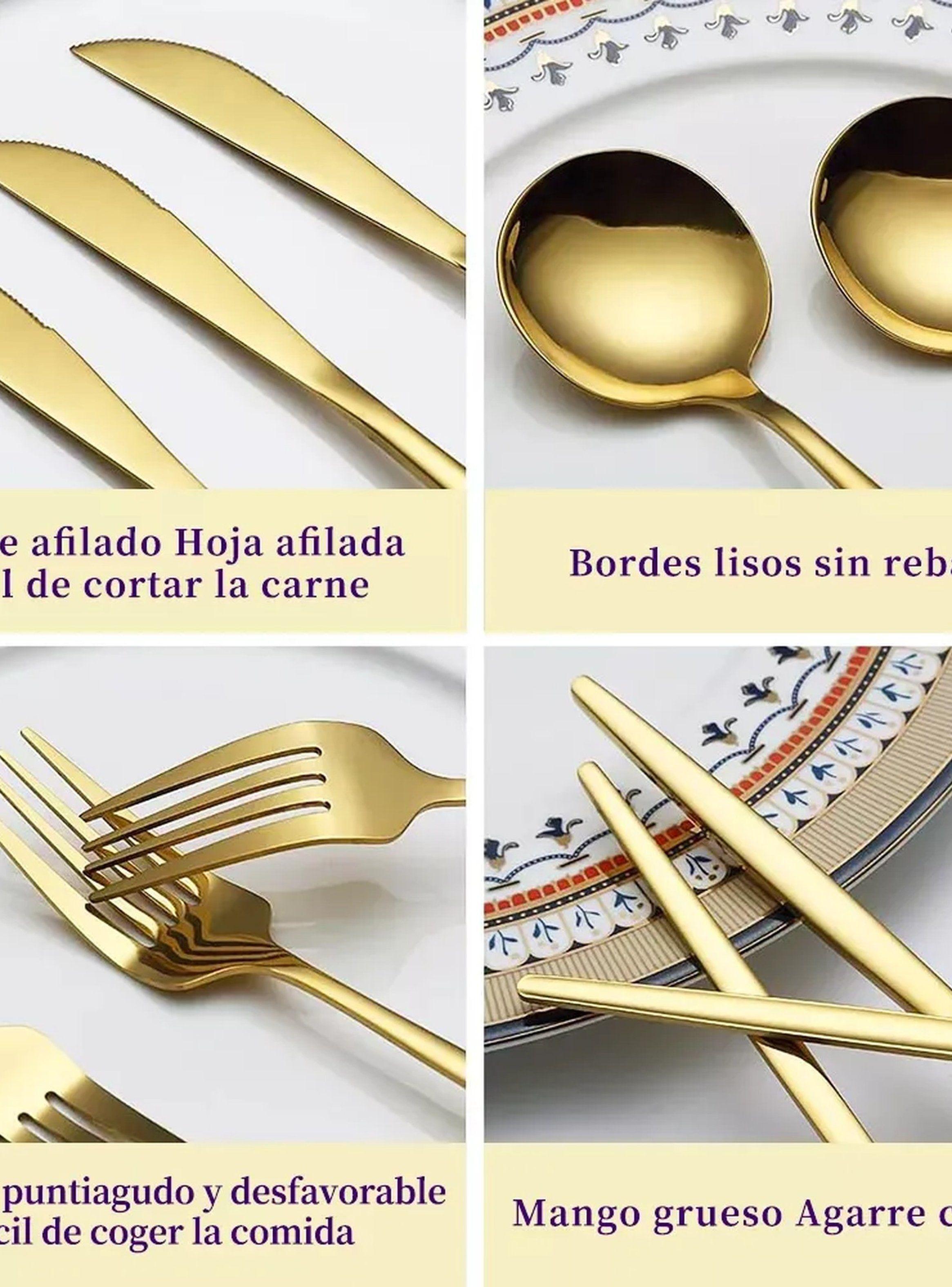 Juego De Cubiertos 24 Piezas Acero Inoxidable Dorado-6