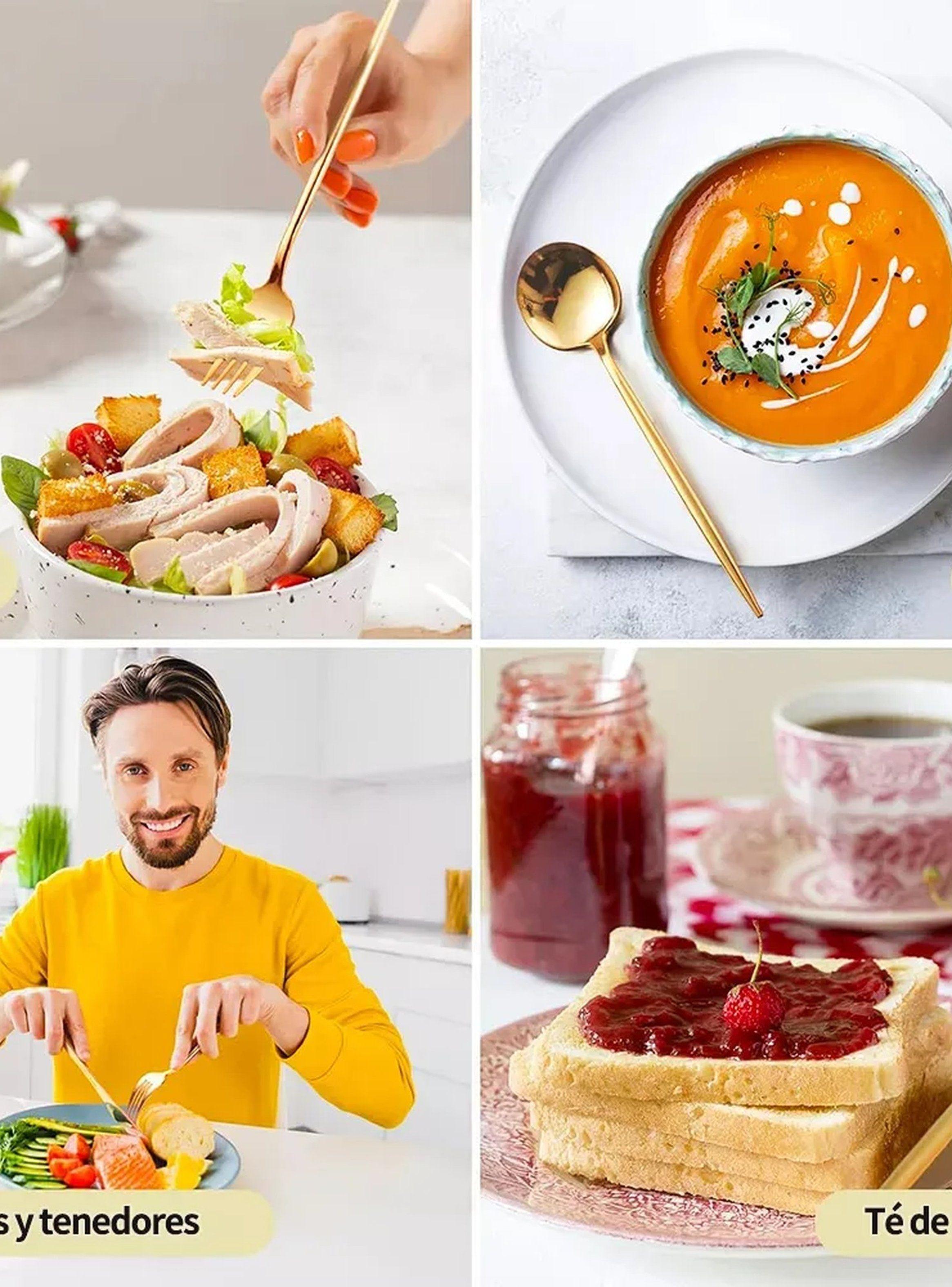 Juego De Cubiertos 24 Piezas Acero Inoxidable Dorado-8