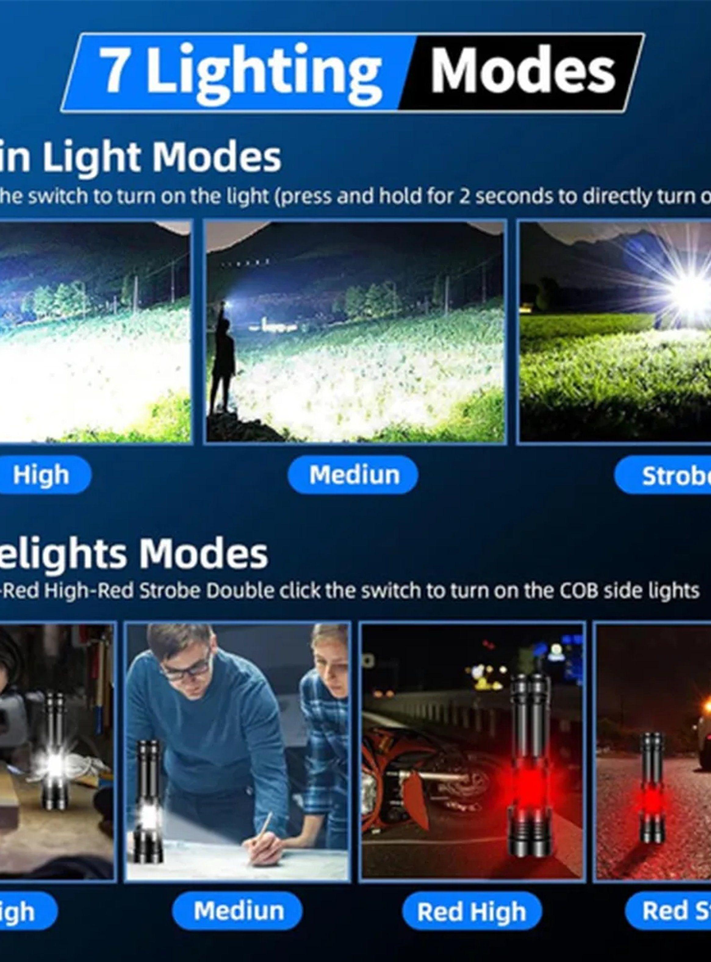 Linterna LED Recargable 7 Modos Alta Potencia Impermeable-2