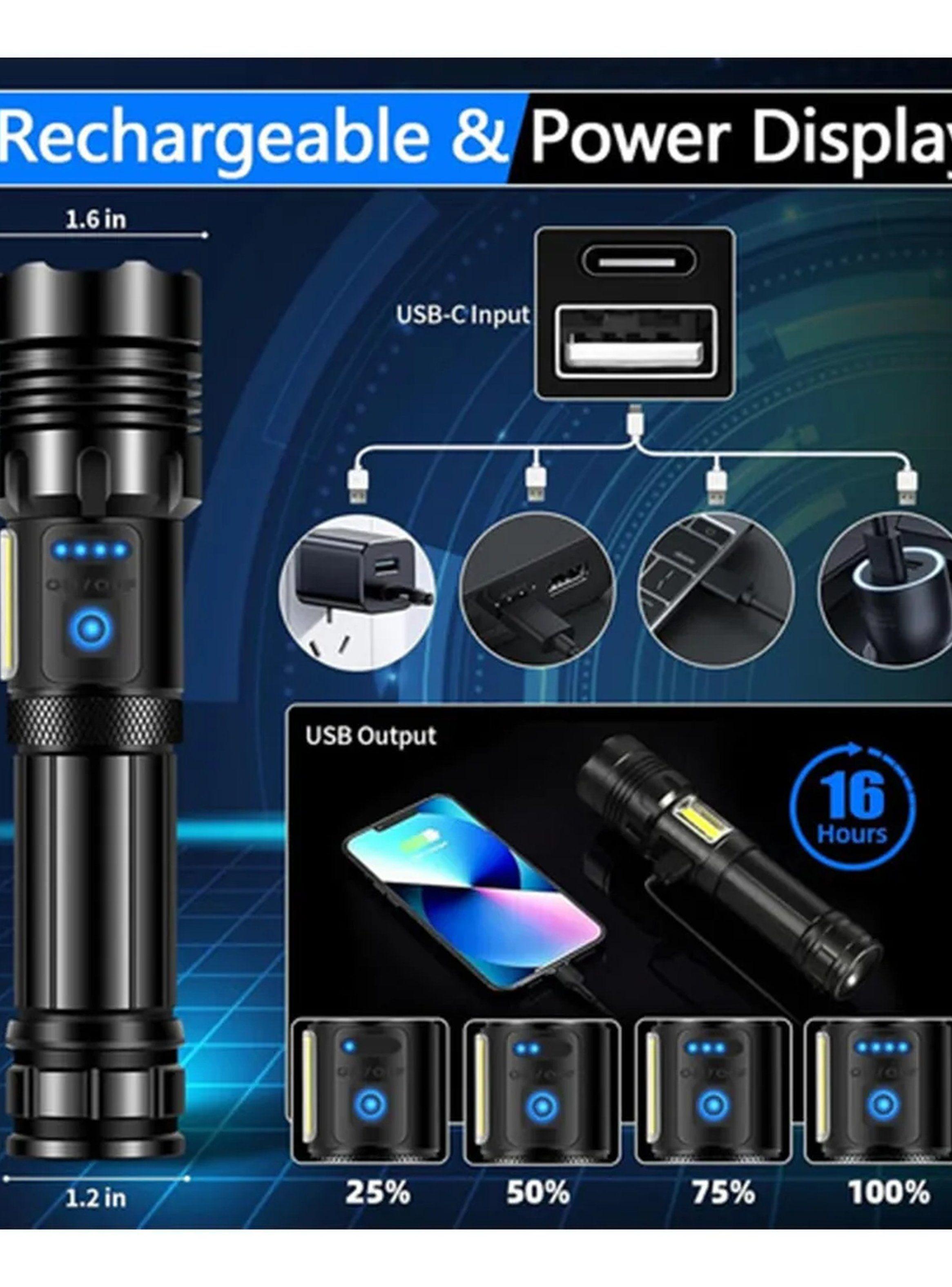 Linterna LED Recargable 7 Modos Alta Potencia Impermeable-4