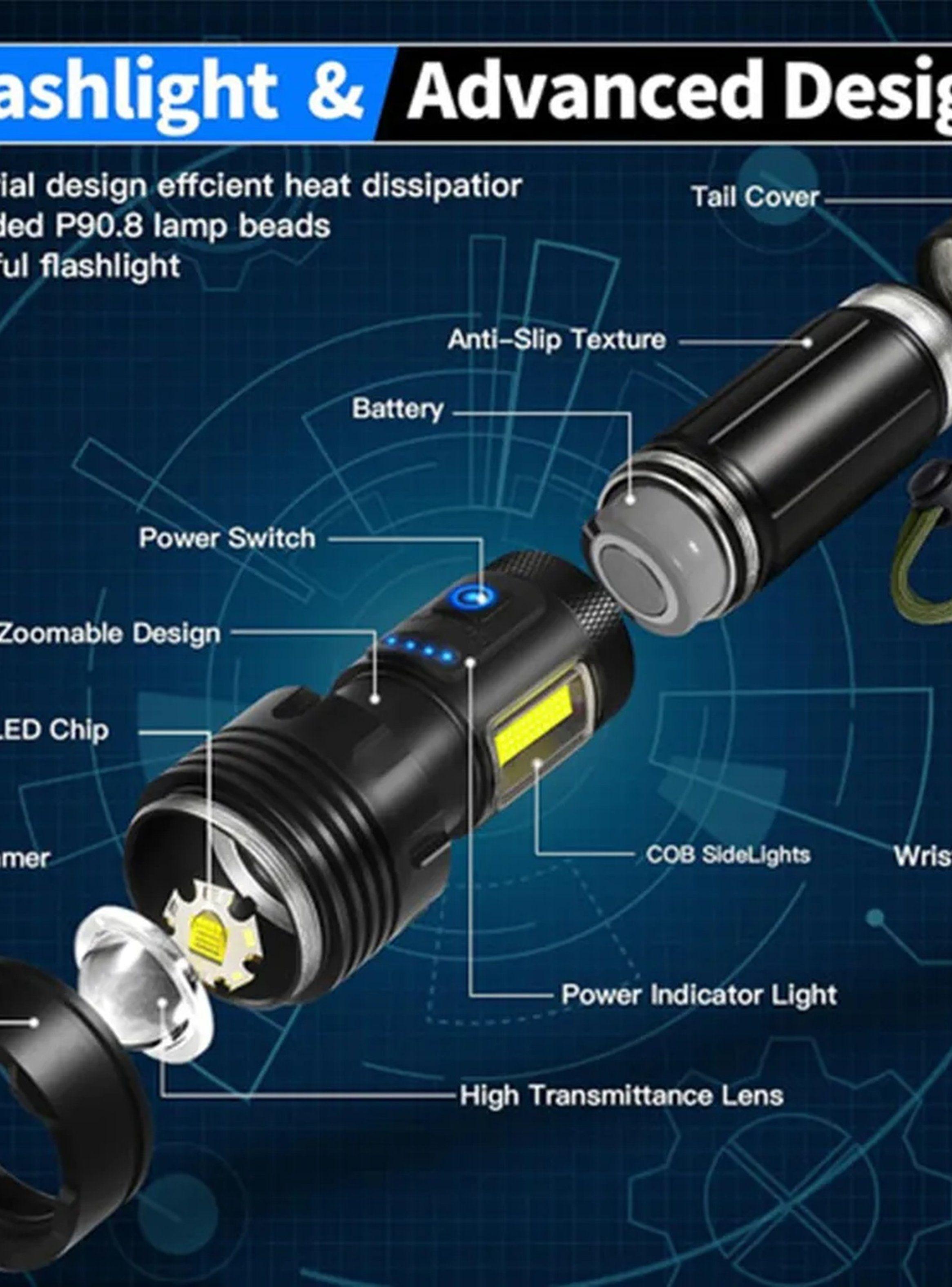 Linterna LED Recargable 7 Modos Alta Potencia Impermeable-6