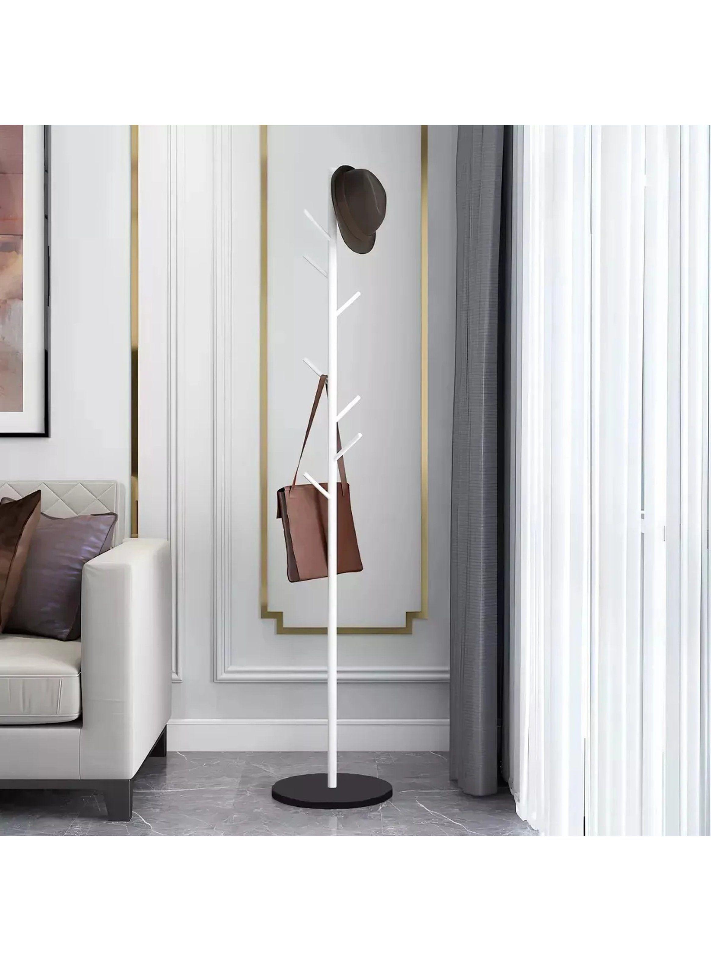 Perchero de Pie Metálico 174cm Blanco Base Negra-5