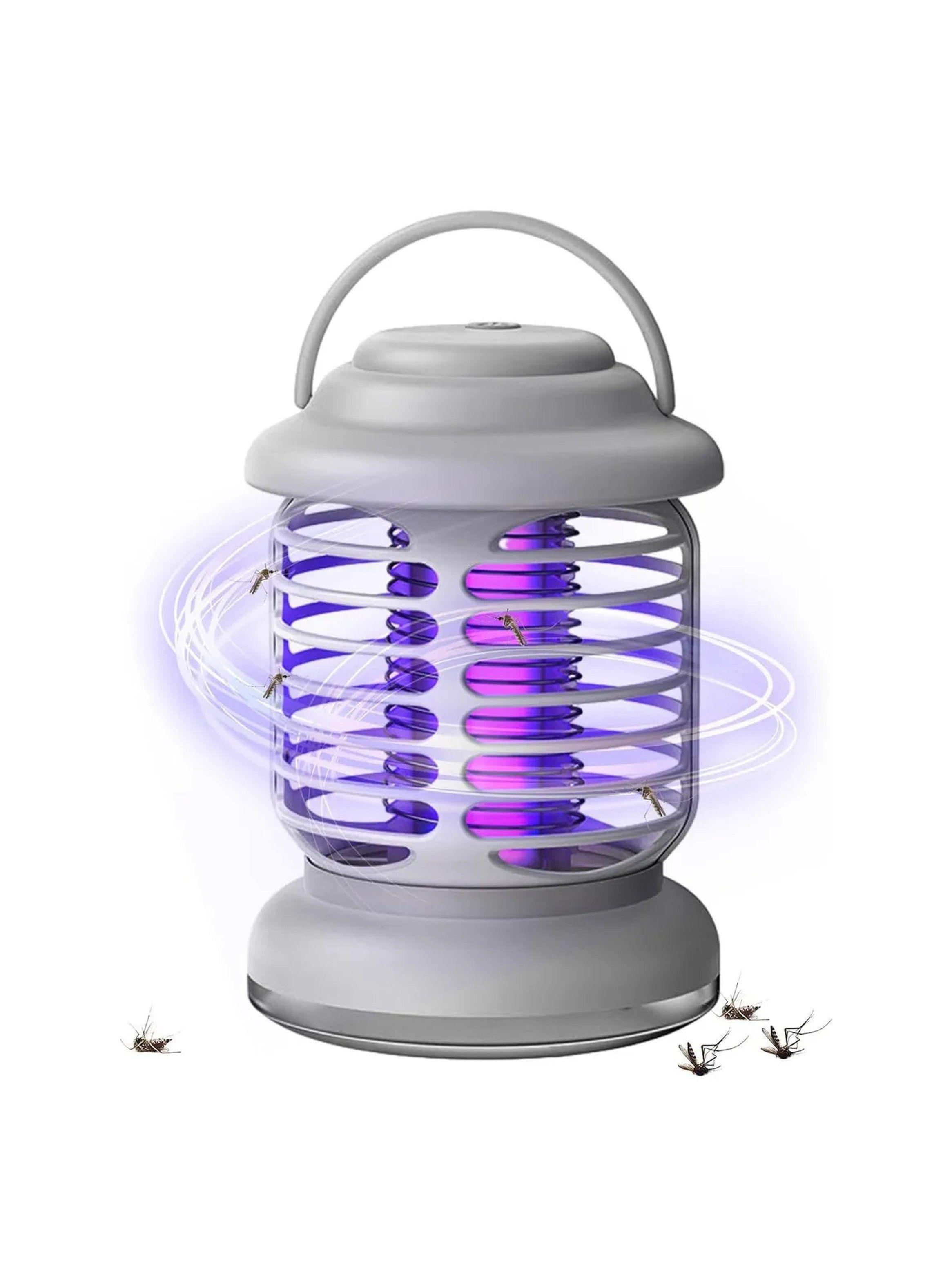 Lámpara Antimosquitos Portátil Luz UV Recargable 16cm Gris-1