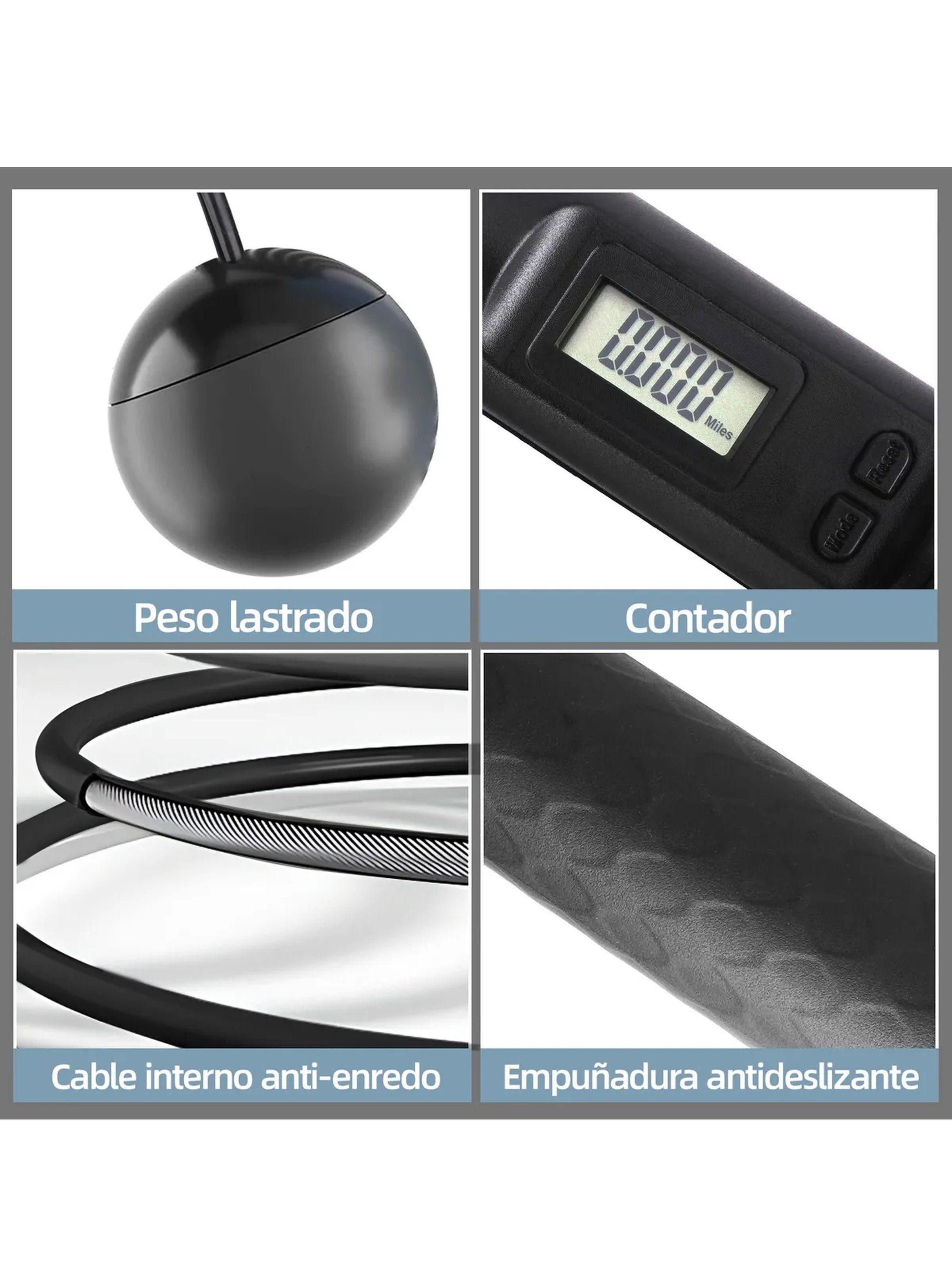 Cuerda Para Saltar Digital Ajustable Con Contador Cable Acero-4